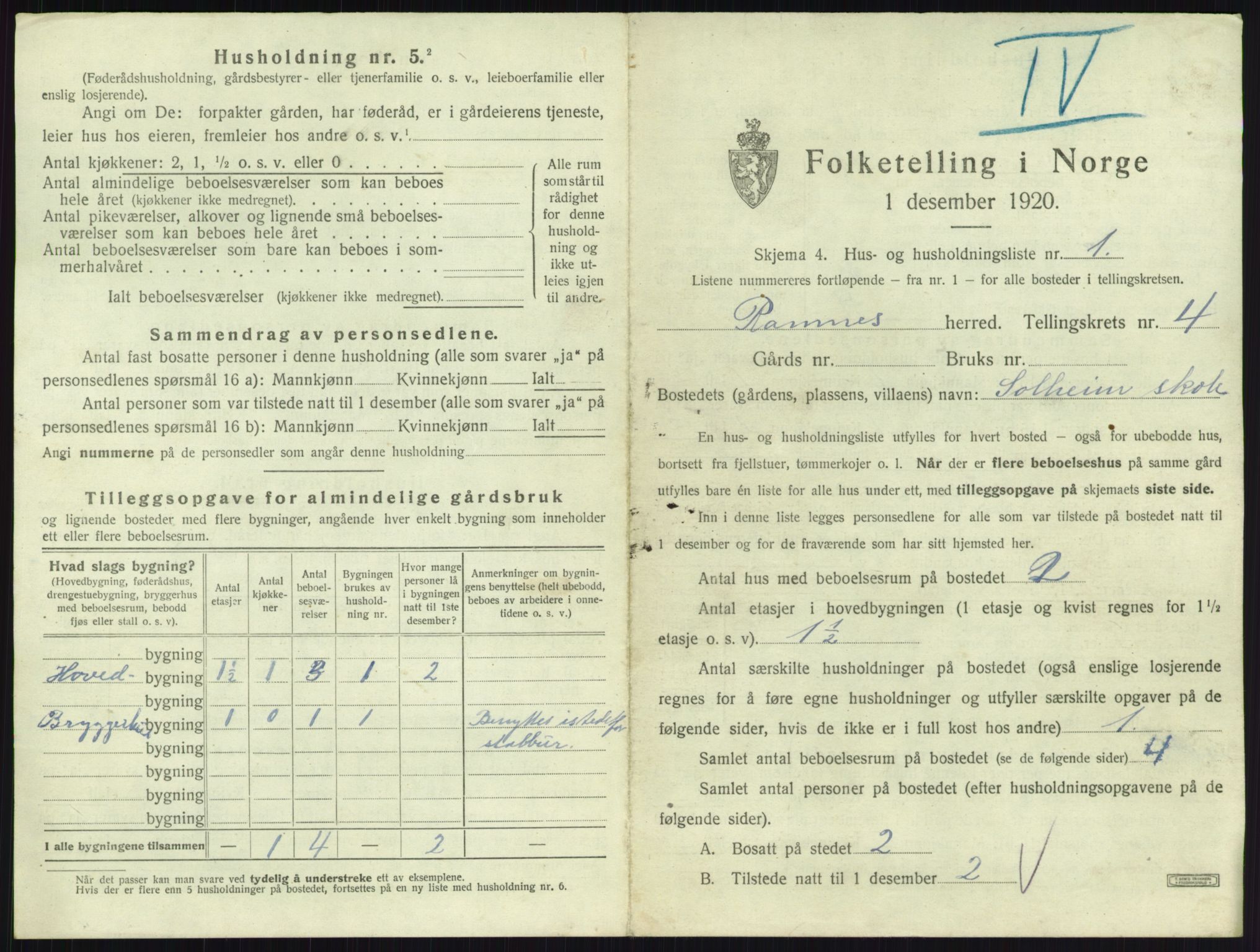 SAKO, 1920 census for Ramnes, 1920, p. 596