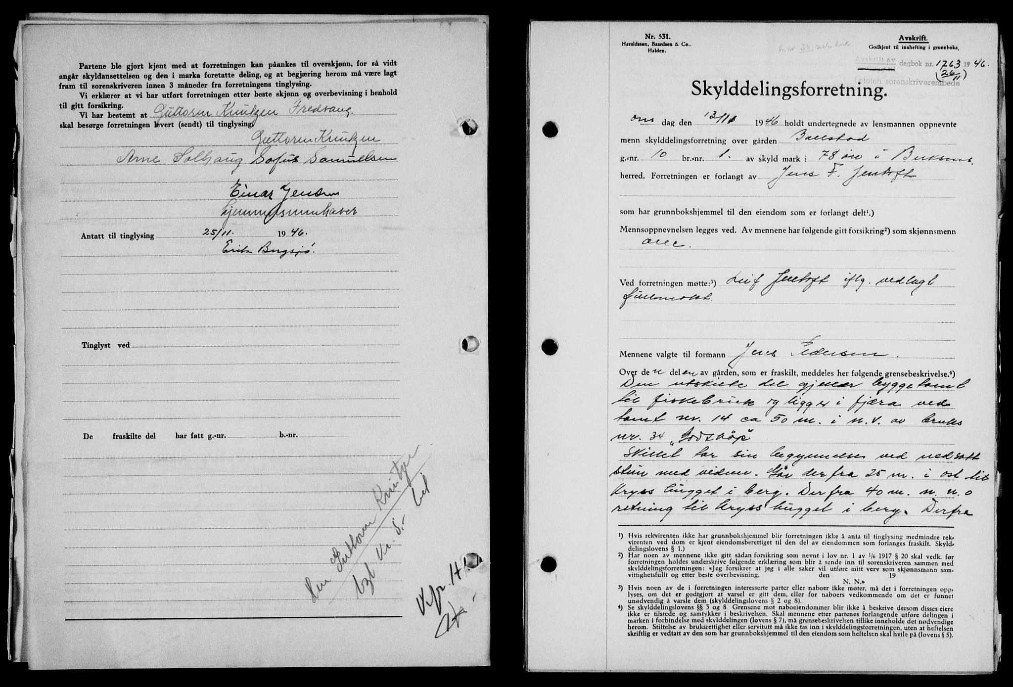 Lofoten sorenskriveri, SAT/A-0017/1/2/2C/L0015a: Mortgage book no. 15a, 1946-1947, Diary no: : 1763/1946