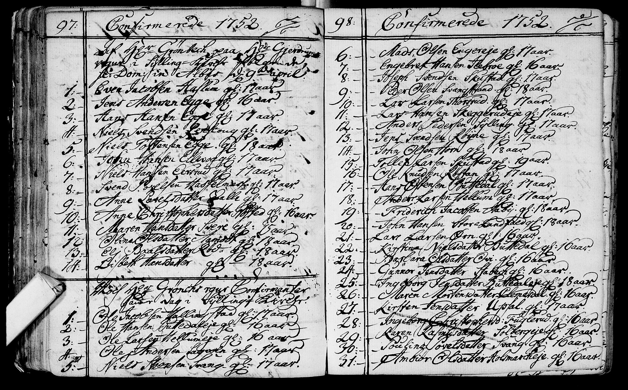 Lier kirkebøker, SAKO/A-230/F/Fa/L0004: Parish register (official) no. I 4, 1749-1764, p. 97-98
