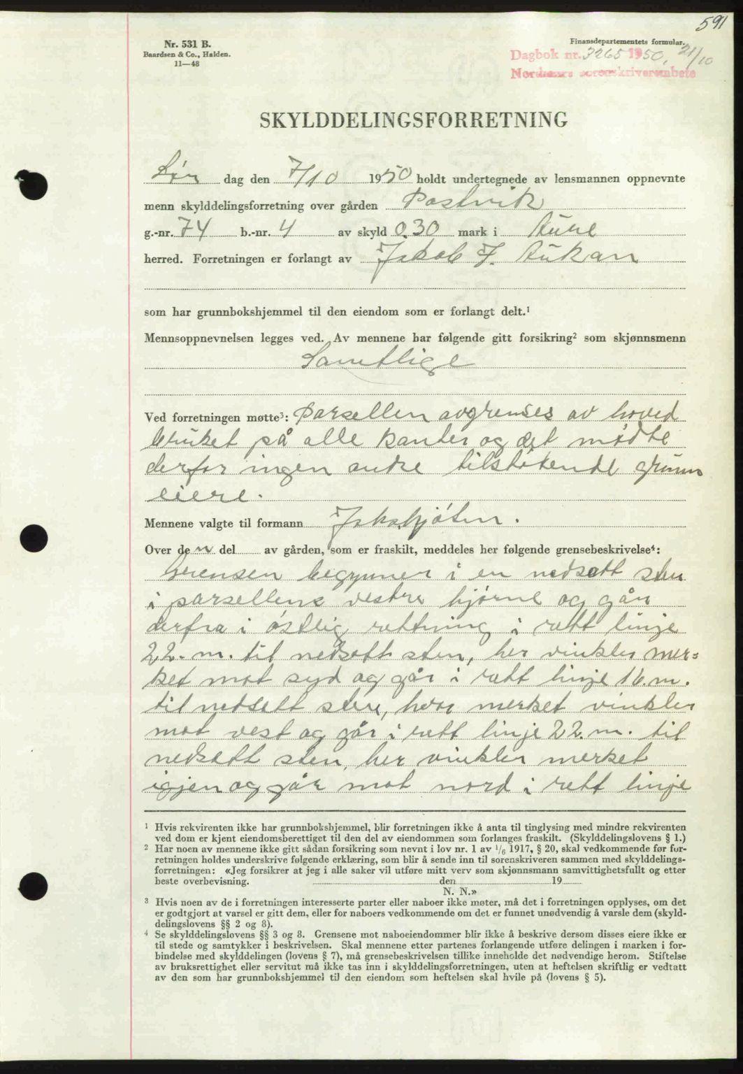 Nordmøre sorenskriveri, AV/SAT-A-4132/1/2/2Ca: Mortgage book no. A116, 1950-1950, Diary no: : 3265/1950