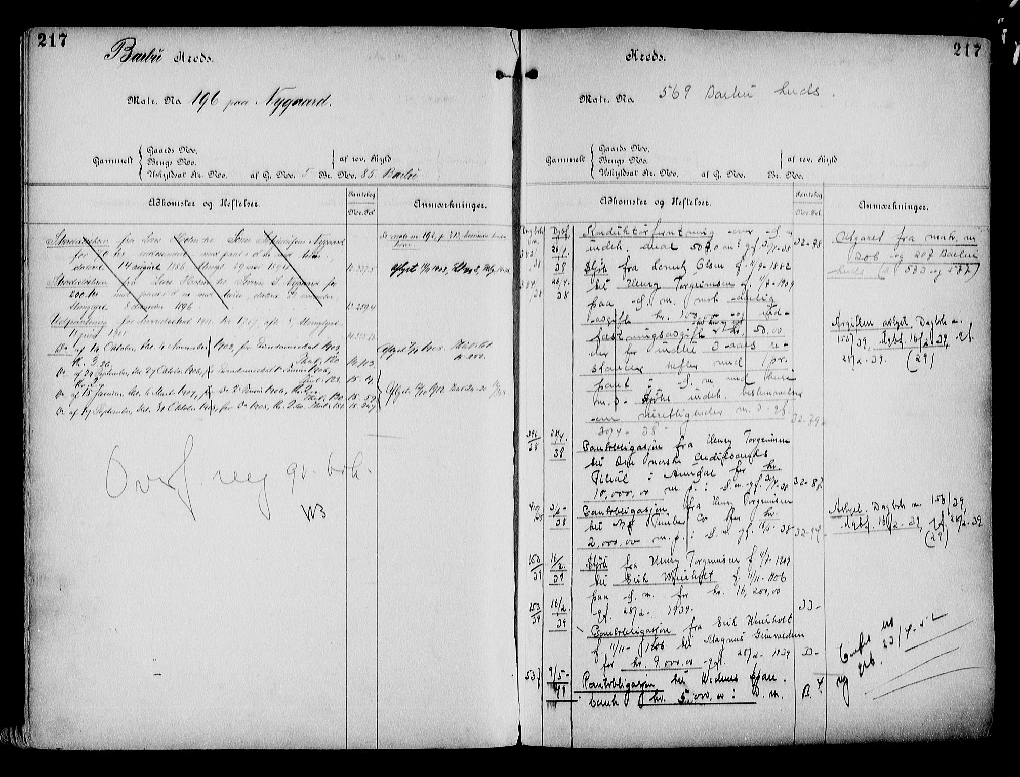 Arendal byfogd, AV/SAK-1222-0001/G/Ga/L0014: Mortgage register no. 12, 1865-1960, p. 217