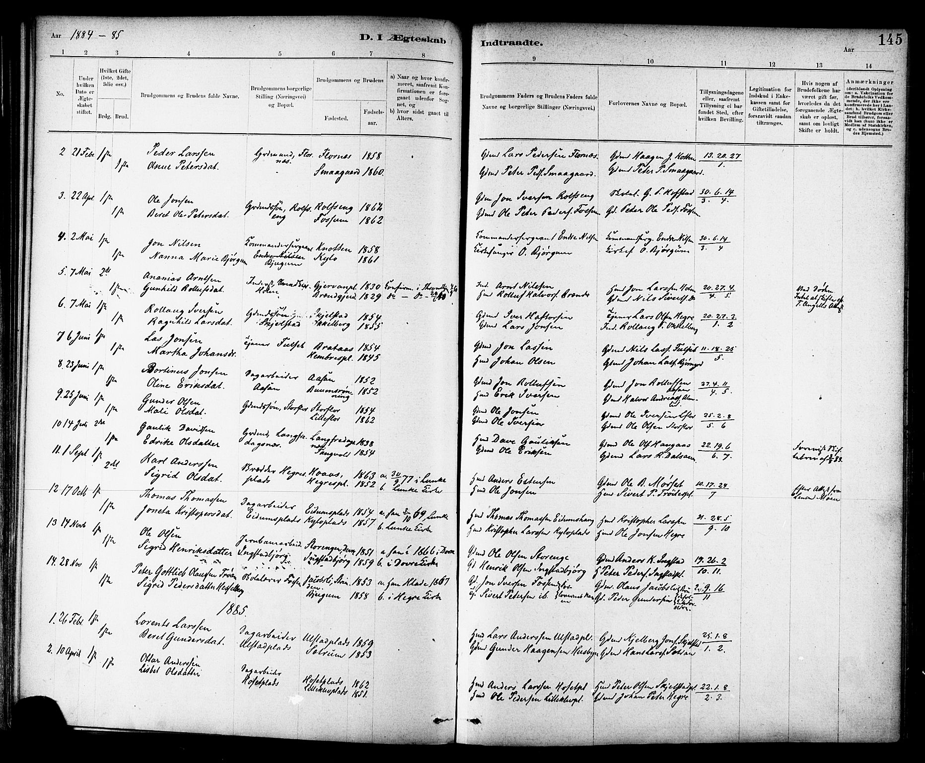 Ministerialprotokoller, klokkerbøker og fødselsregistre - Nord-Trøndelag, AV/SAT-A-1458/703/L0030: Parish register (official) no. 703A03, 1880-1892, p. 145