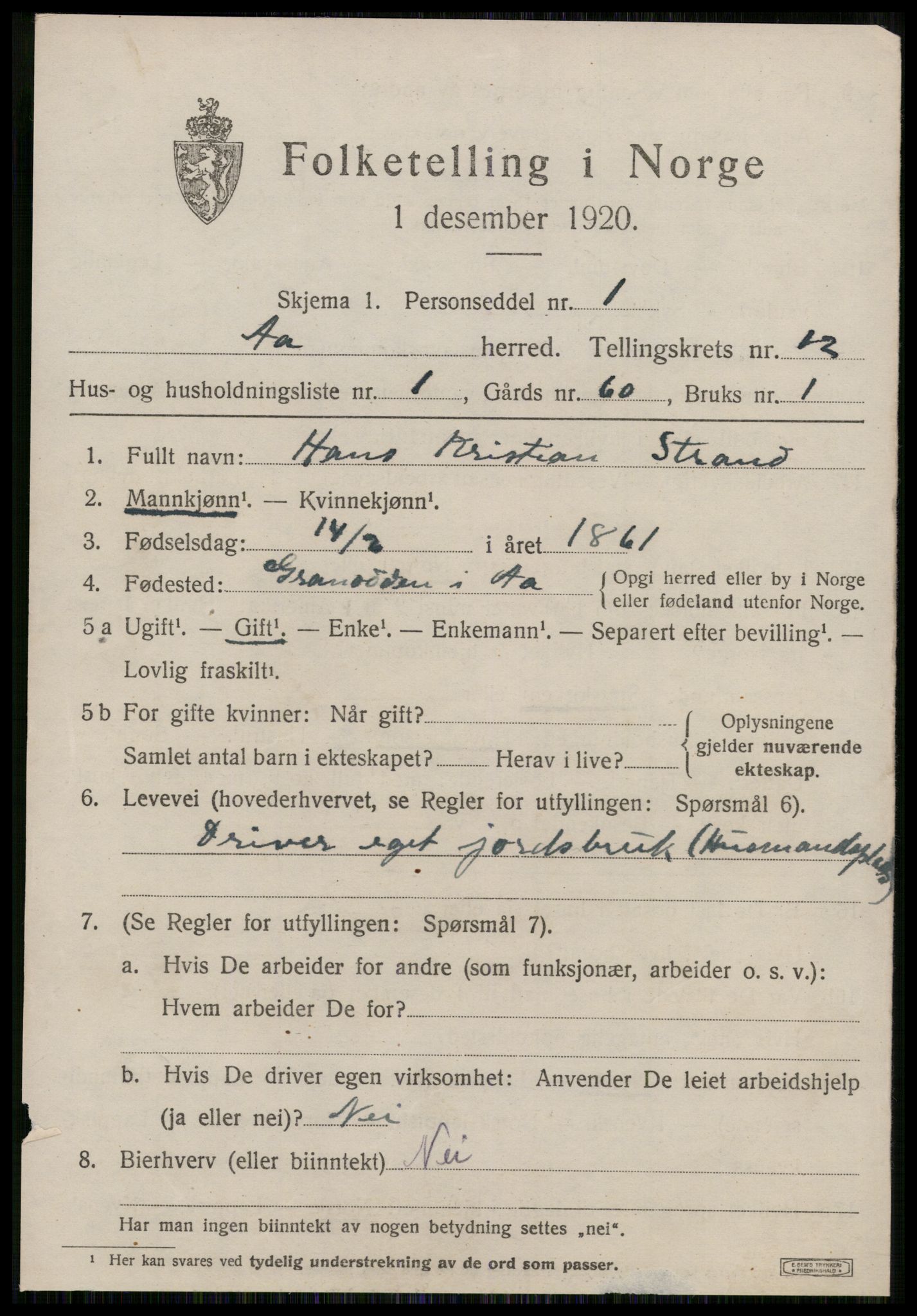 SAT, 1920 census for Å, 1920, p. 5032