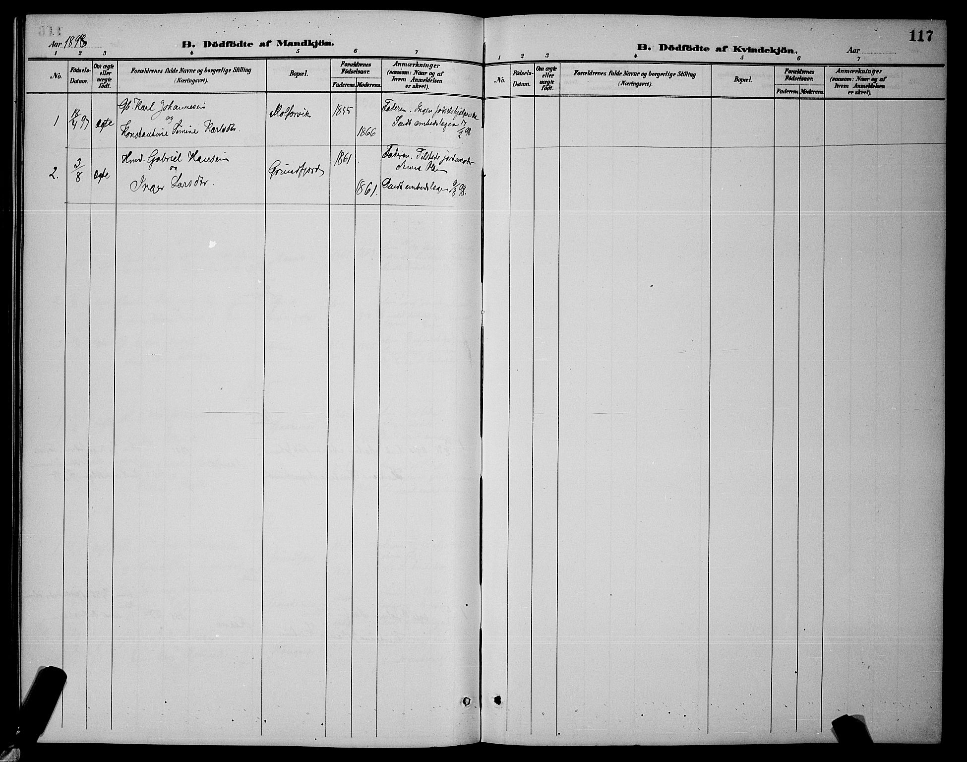 Skjervøy sokneprestkontor, AV/SATØ-S-1300/H/Ha/Hab/L0007klokker: Parish register (copy) no. 7, 1889-1899, p. 117