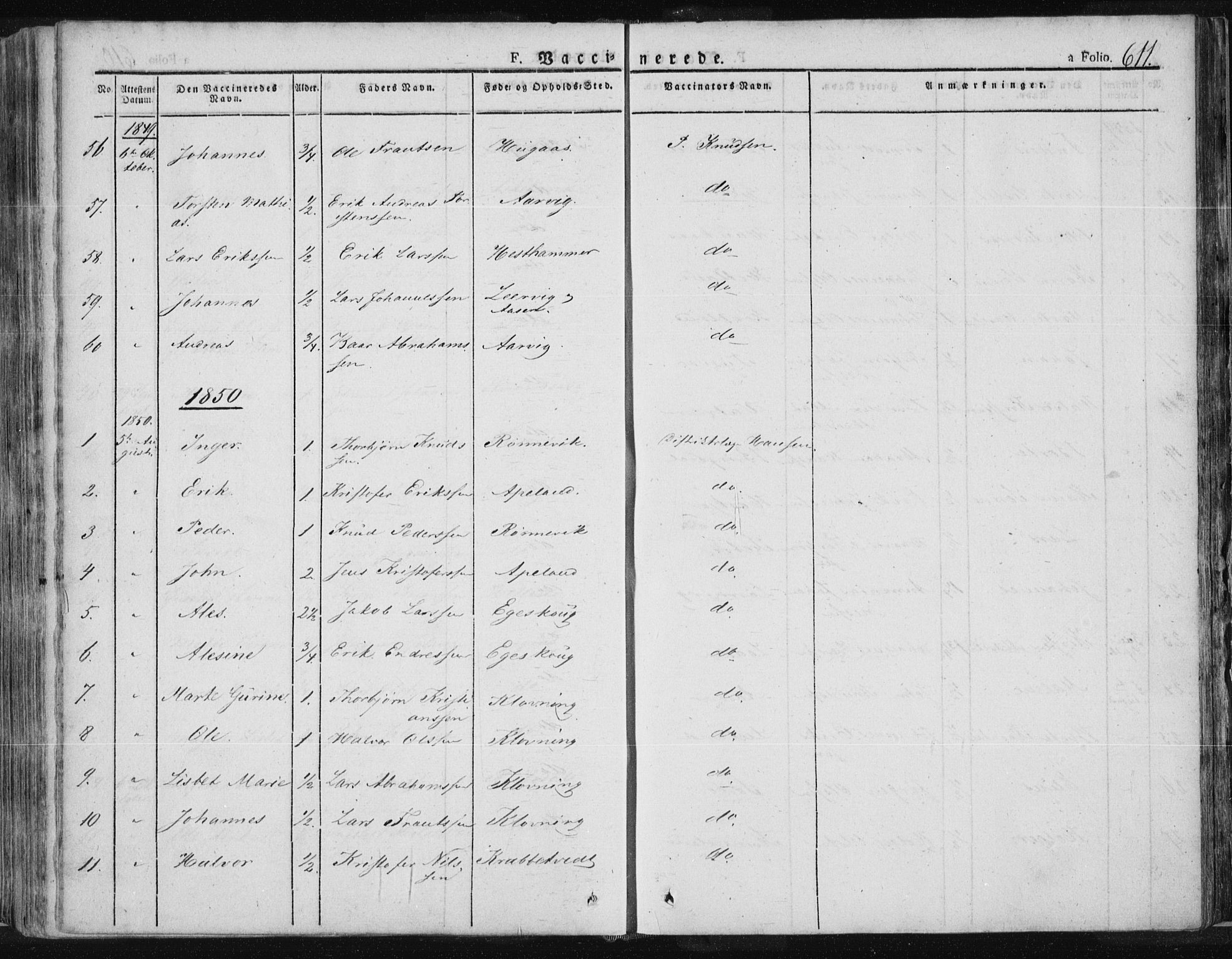 Tysvær sokneprestkontor, SAST/A -101864/H/Ha/Haa/L0001: Parish register (official) no. A 1.2, 1831-1856, p. 611