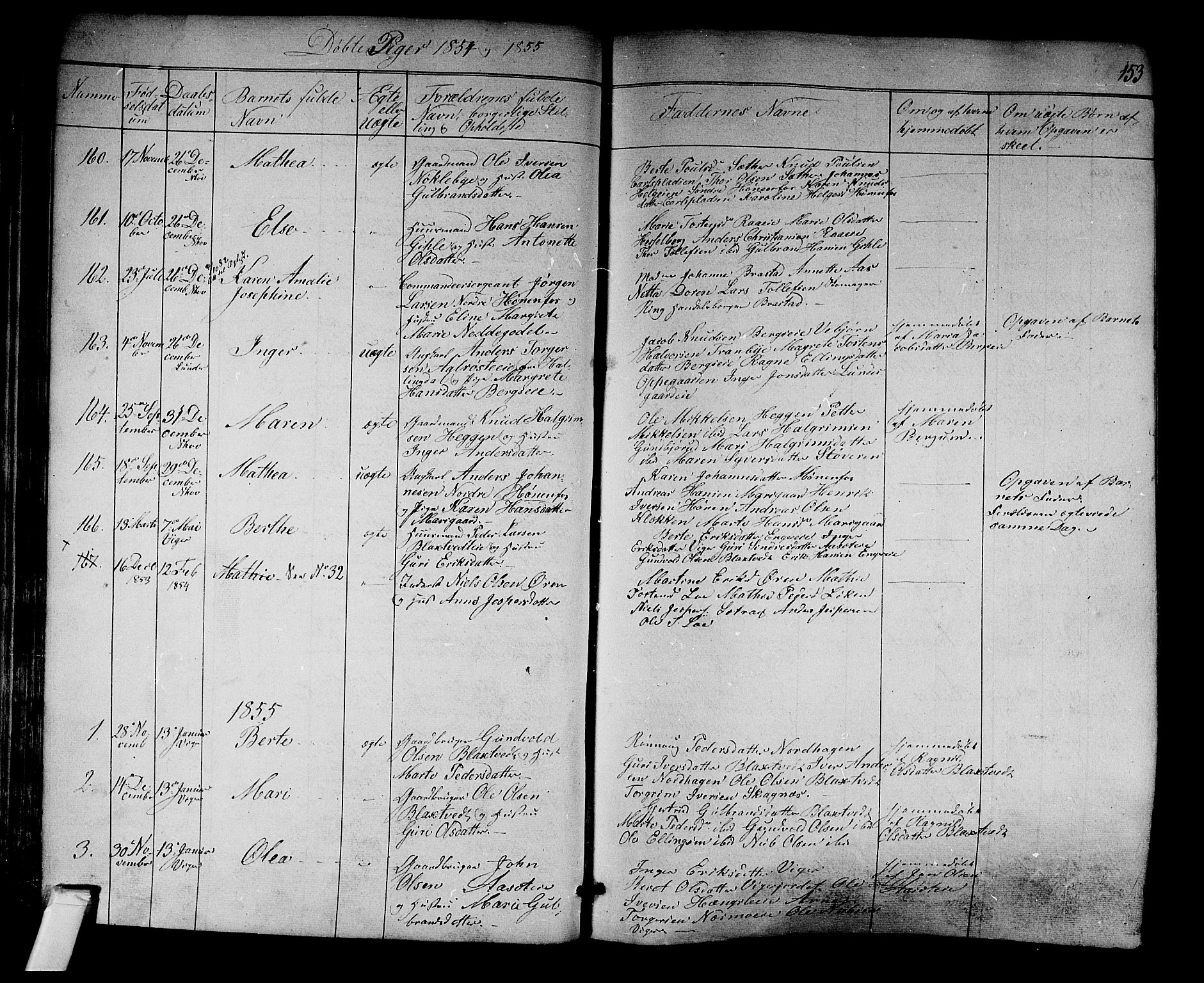 Norderhov kirkebøker, AV/SAKO-A-237/F/Fa/L0011: Parish register (official) no. 11, 1847-1856, p. 153