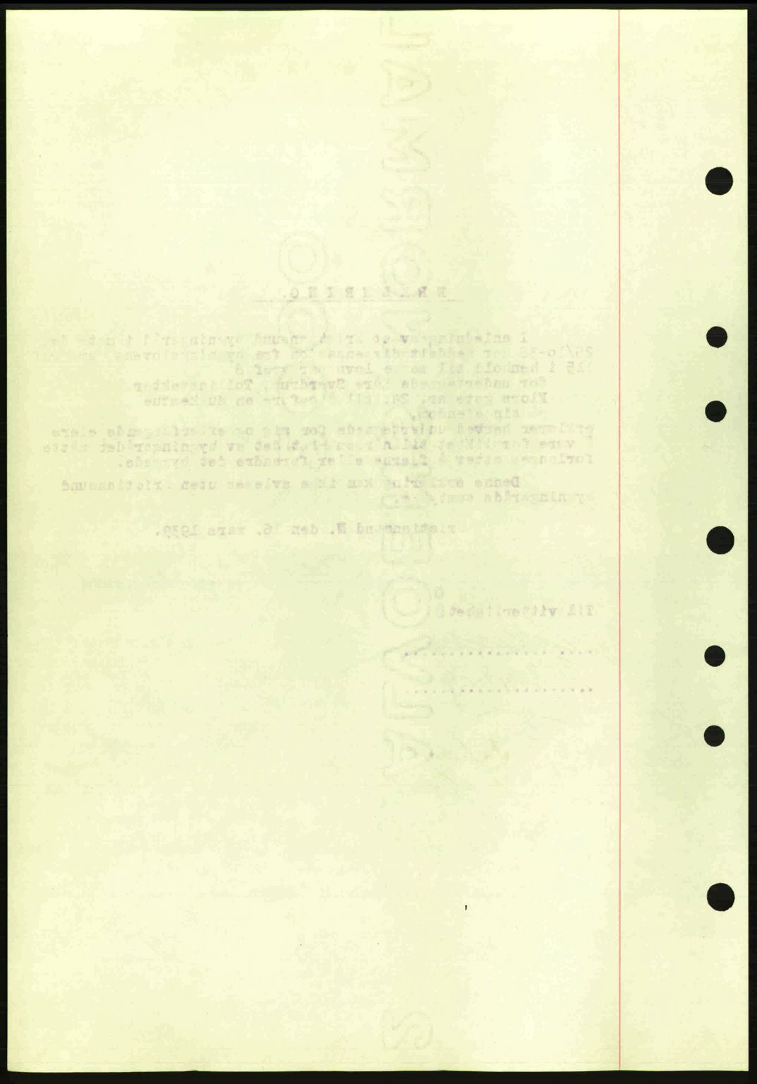 Kristiansund byfogd, SAT/A-4587/A/27: Mortgage book no. 31, 1938-1939, Diary no: : 234/1939