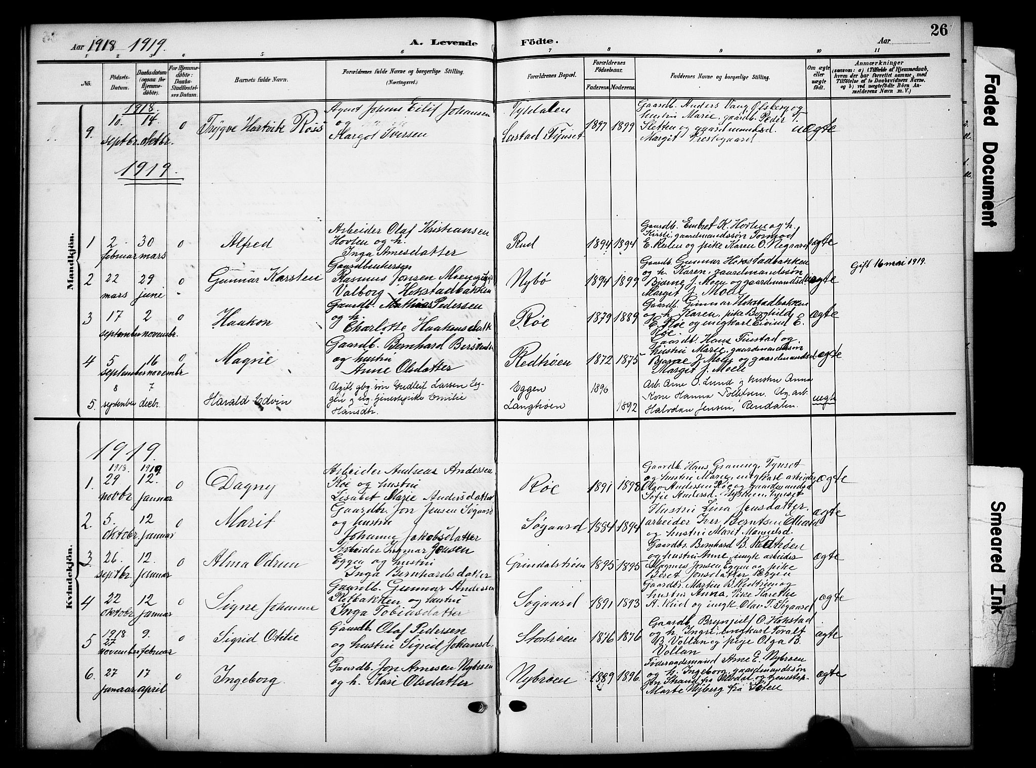 Tynset prestekontor, SAH/PREST-058/H/Ha/Hab/L0010: Parish register (copy) no. 10, 1902-1929, p. 26