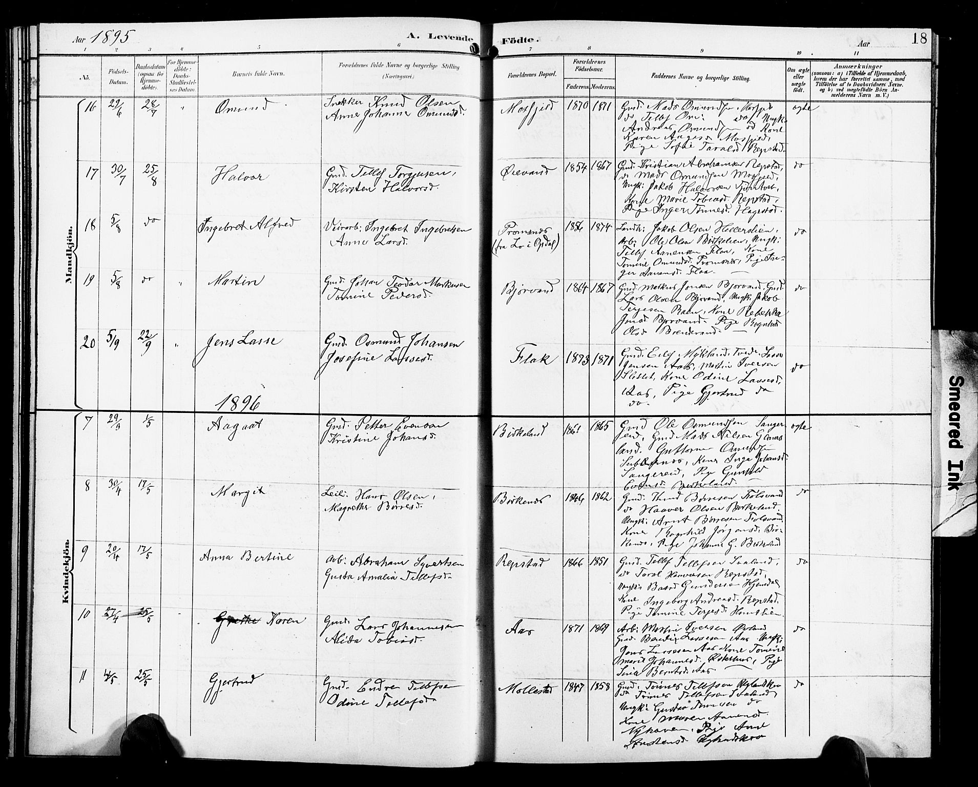 Birkenes sokneprestkontor, AV/SAK-1111-0004/F/Fb/L0004: Parish register (copy) no. B 4, 1893-1930, p. 18