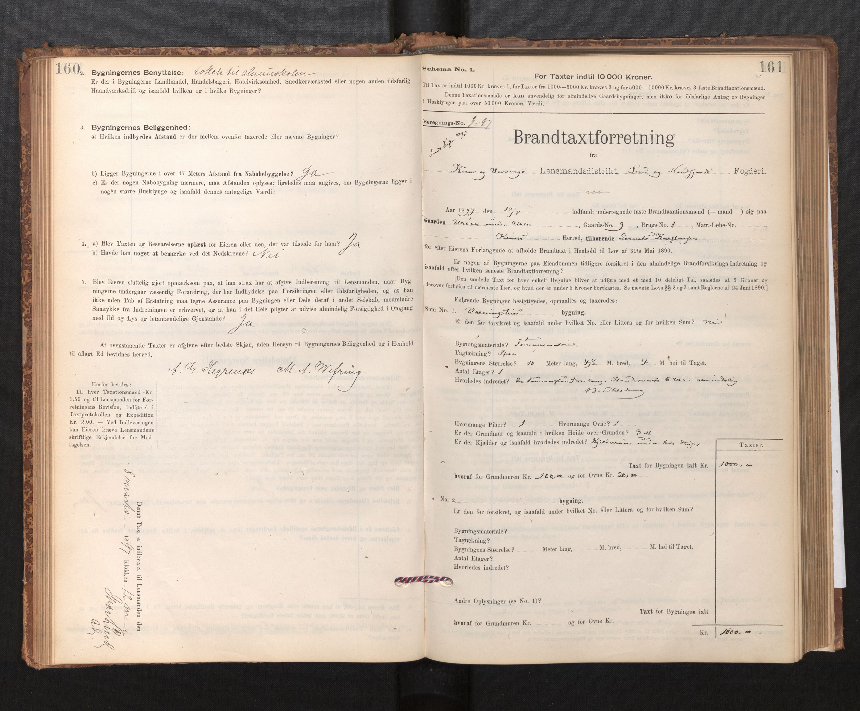 Lensmannen i Kinn, AV/SAB-A-28801/0012/L0004f: Branntakstprotokoll, skjematakst, 1894-1911, p. 160-161