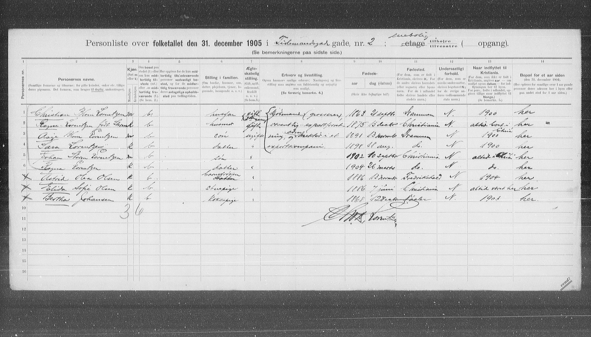 OBA, Municipal Census 1905 for Kristiania, 1905, p. 58329