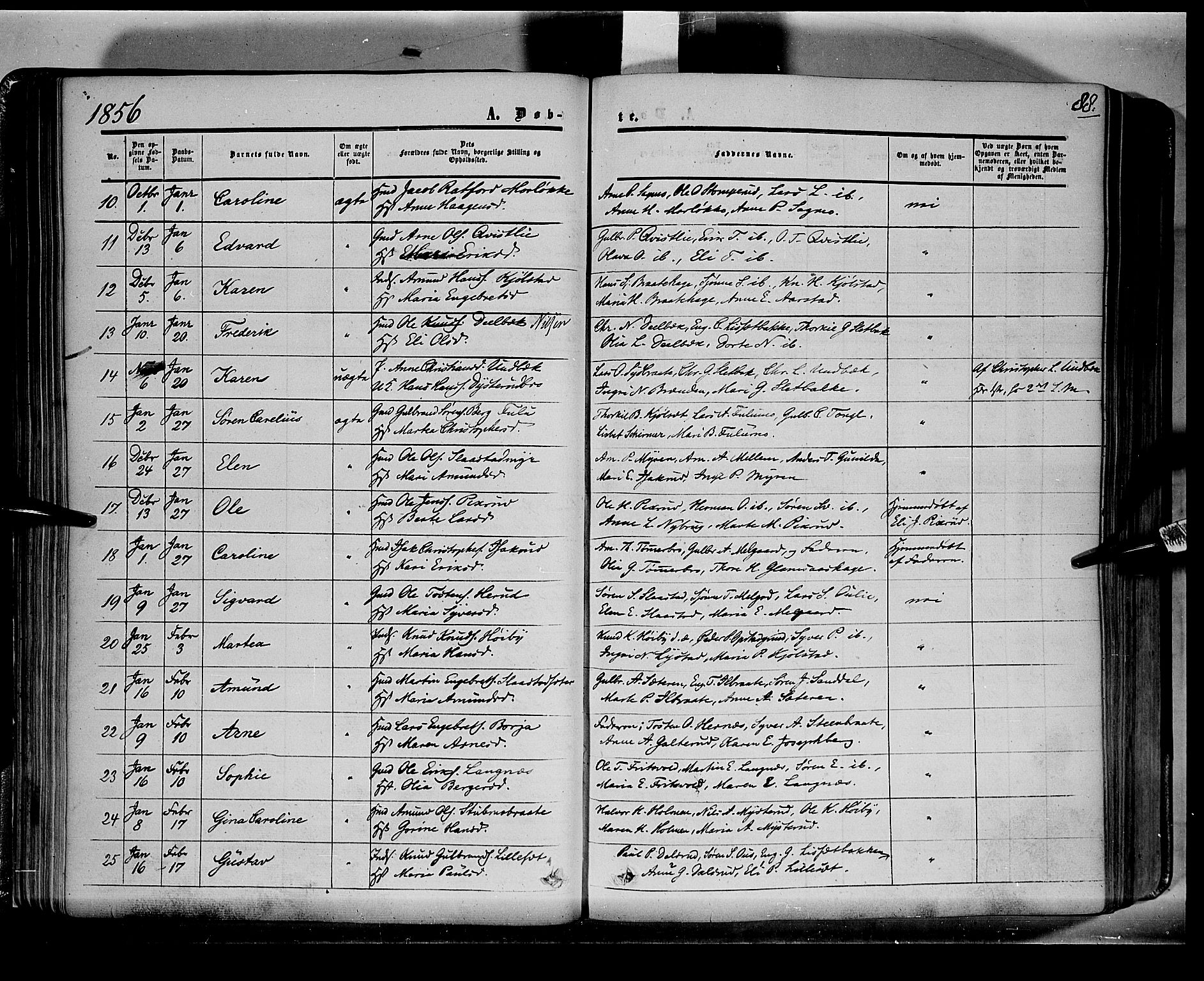 Sør-Odal prestekontor, AV/SAH-PREST-030/H/Ha/Haa/L0001: Parish register (official) no. 1, 1849-1859, p. 88