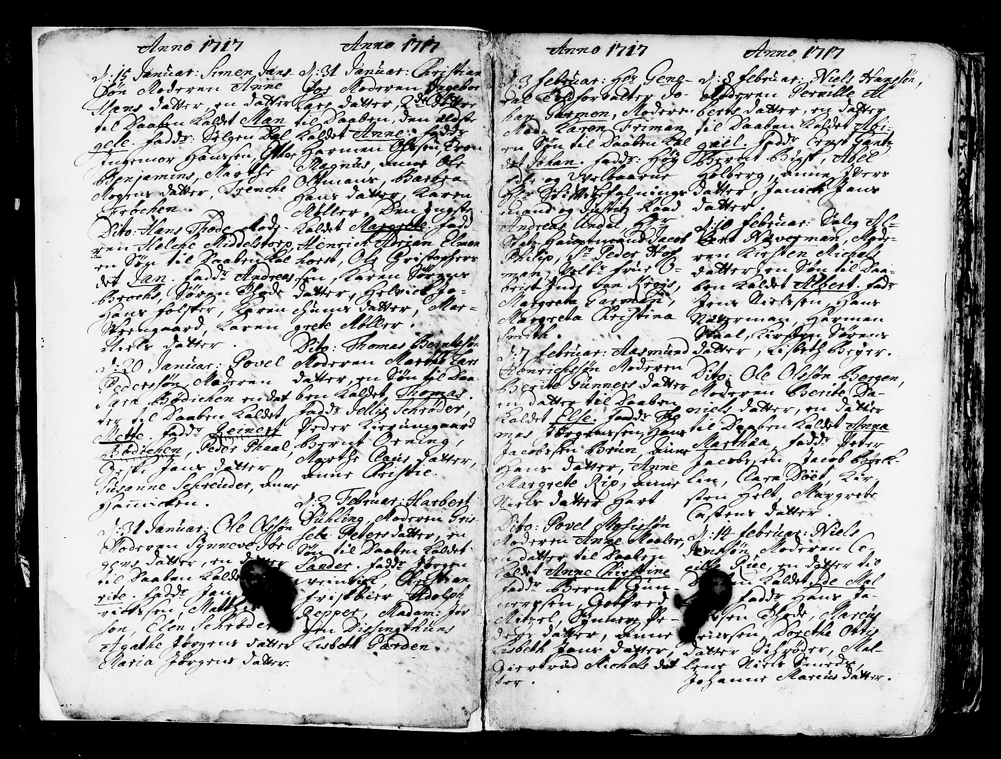 Nykirken Sokneprestembete, AV/SAB-A-77101/H/Haa/L0003: Parish register (official) no. A 3, 1717-1764, p. 3