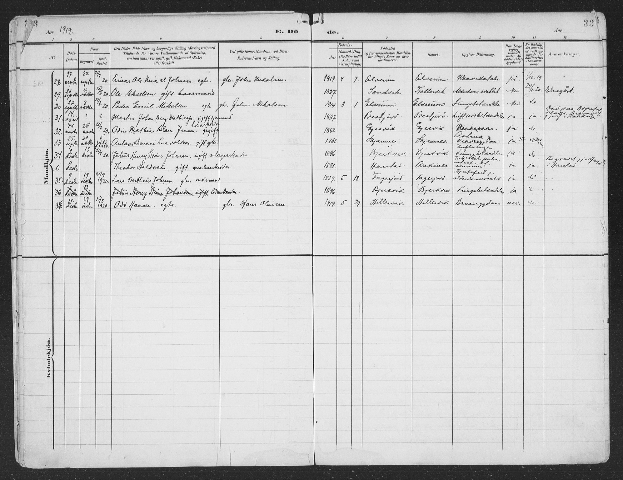 Ministerialprotokoller, klokkerbøker og fødselsregistre - Nordland, AV/SAT-A-1459/866/L0940: Parish register (official) no. 866A03, 1902-1926, p. 33