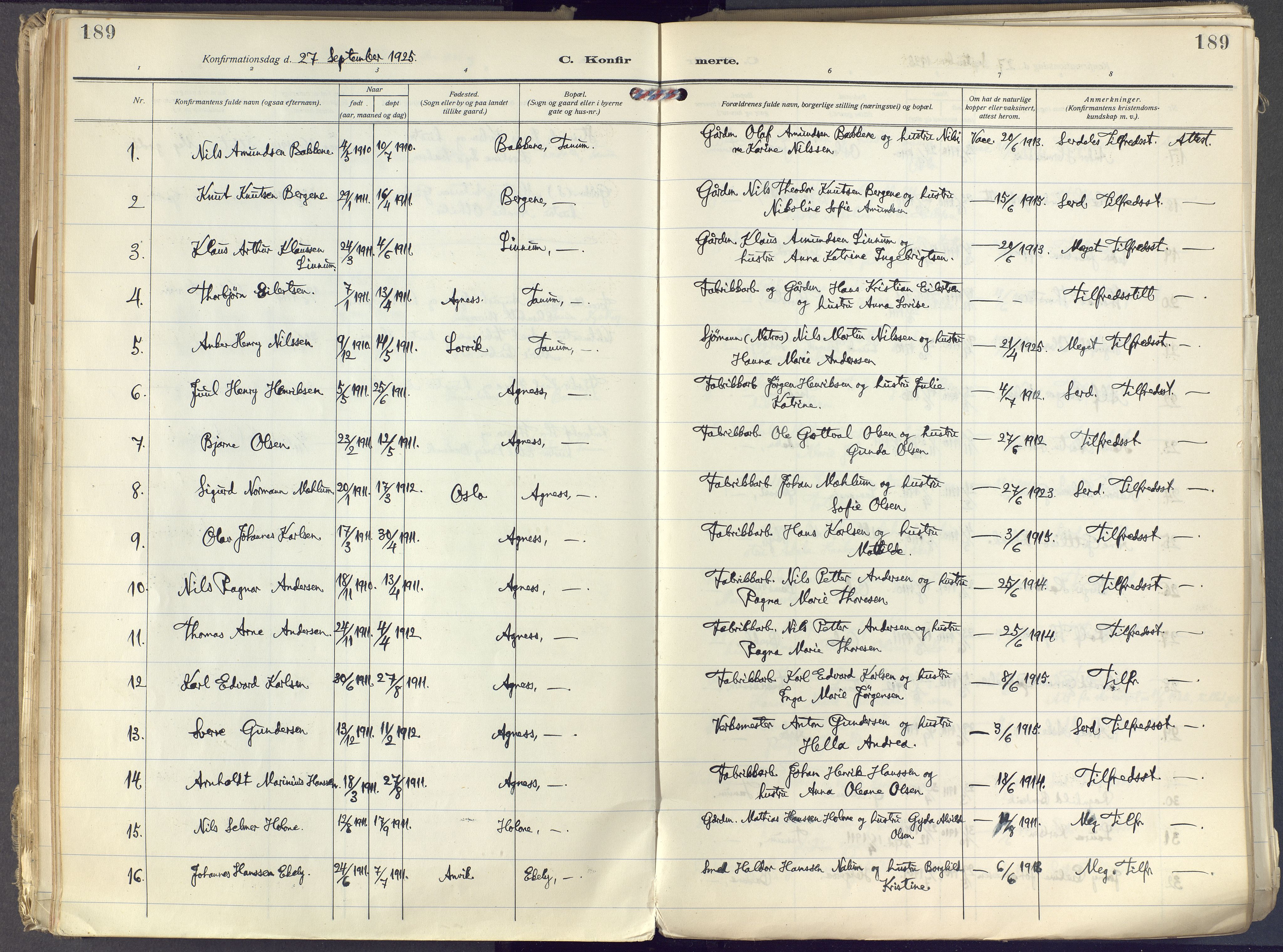 Brunlanes kirkebøker, AV/SAKO-A-342/F/Fc/L0004: Parish register (official) no. III 4, 1923-1943, p. 189