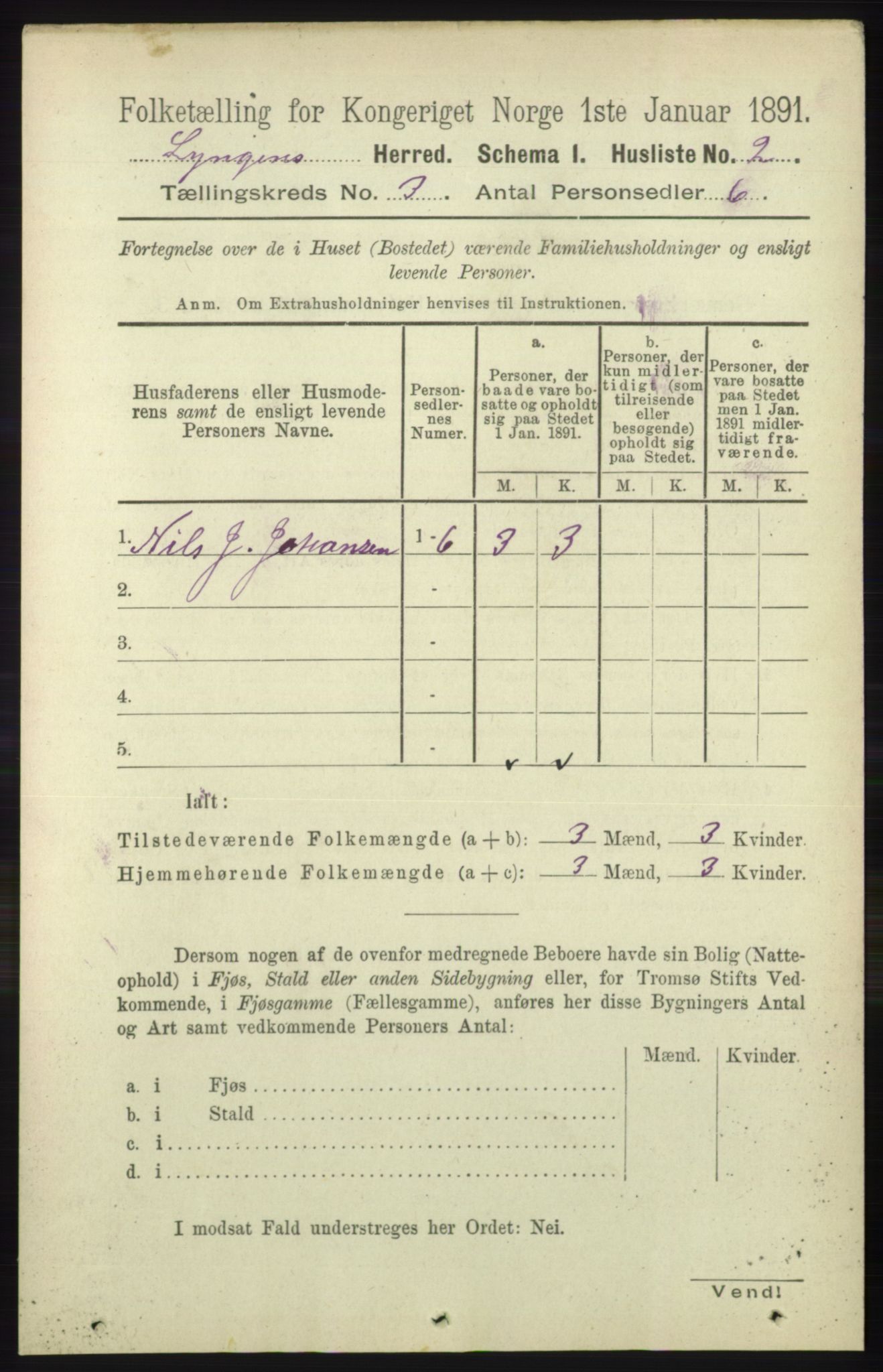 RA, 1891 census for 1938 Lyngen, 1891, p. 3071