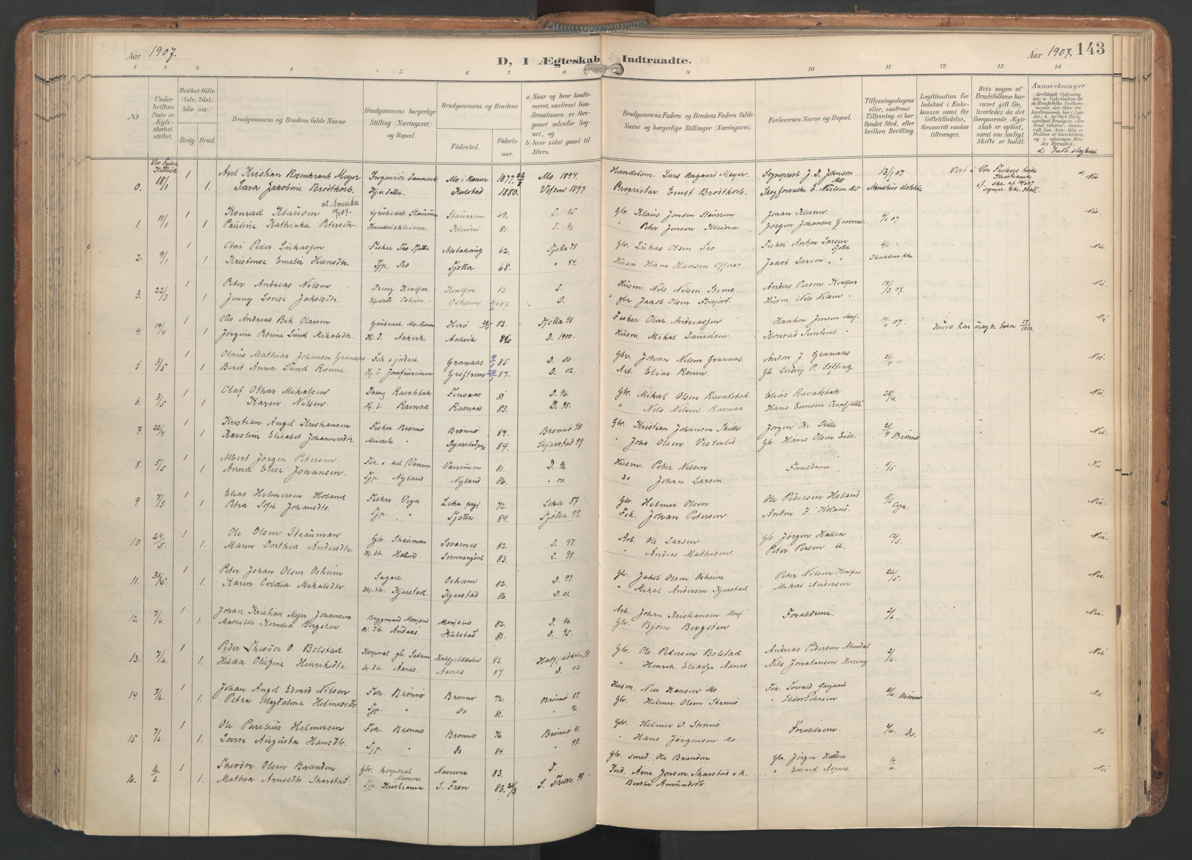 Ministerialprotokoller, klokkerbøker og fødselsregistre - Nordland, AV/SAT-A-1459/820/L0298: Parish register (official) no. 820A19, 1897-1915, p. 143