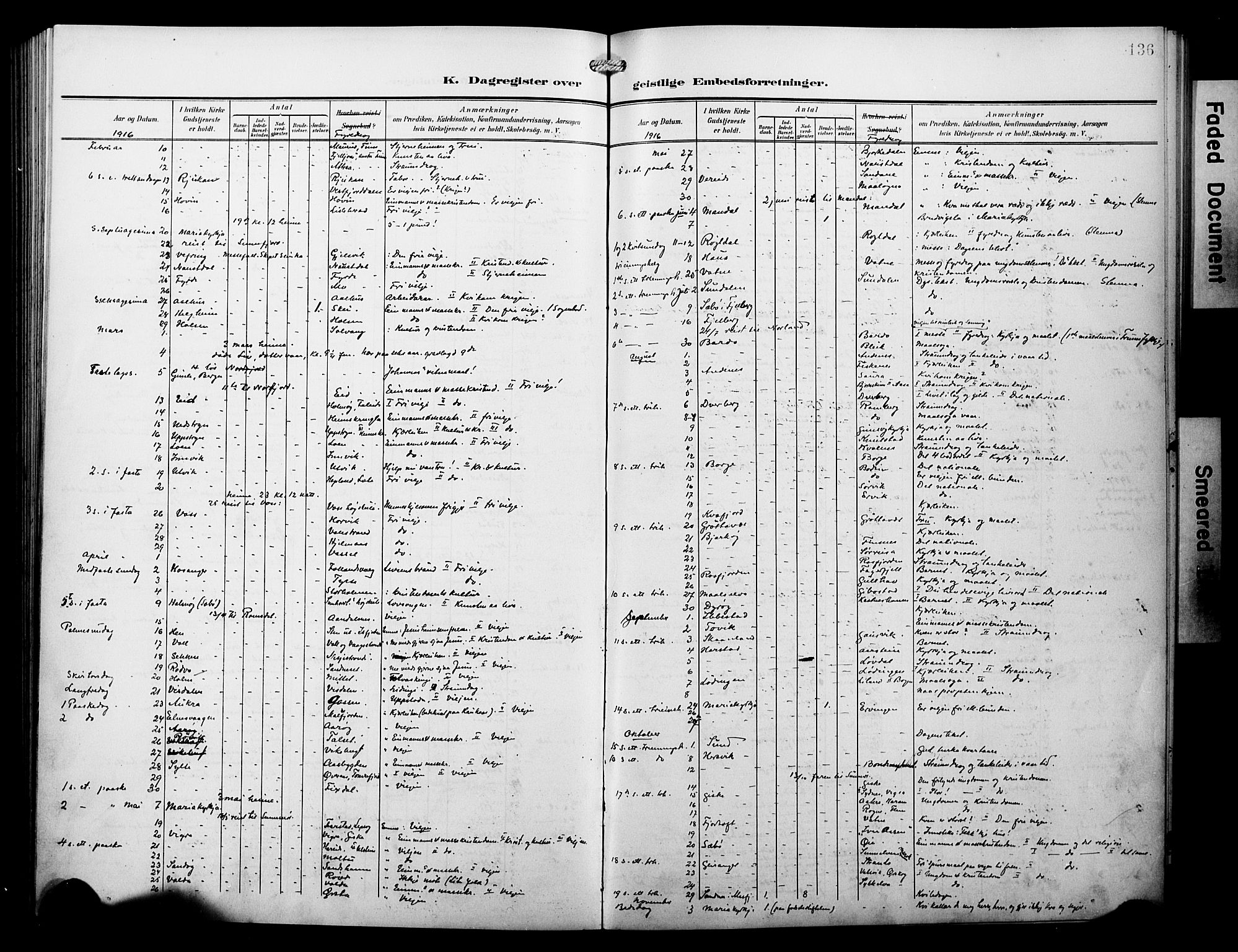 Arkivreferanse mangler*, SAB/-: Parish register (official) no. A 1, 1907-1928, p. 136