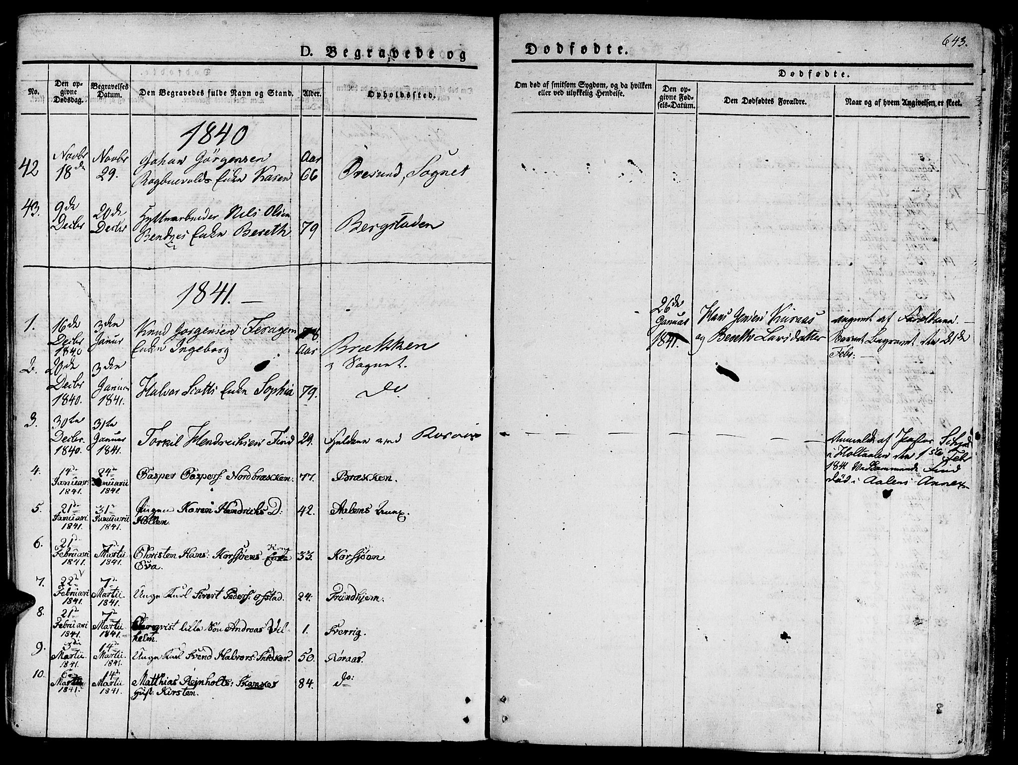 Ministerialprotokoller, klokkerbøker og fødselsregistre - Sør-Trøndelag, SAT/A-1456/681/L0930: Parish register (official) no. 681A08, 1829-1844, p. 643