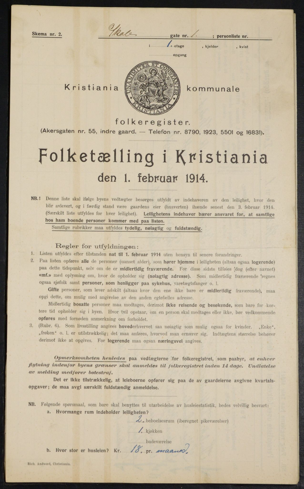 OBA, Municipal Census 1914 for Kristiania, 1914, p. 96052