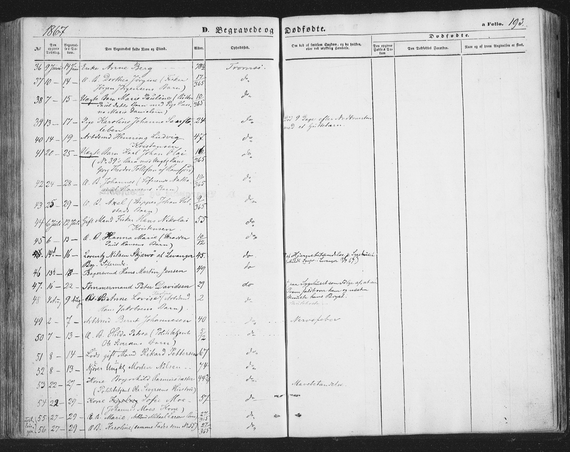 Tromsø sokneprestkontor/stiftsprosti/domprosti, SATØ/S-1343/G/Ga/L0012kirke: Parish register (official) no. 12, 1865-1871, p. 193