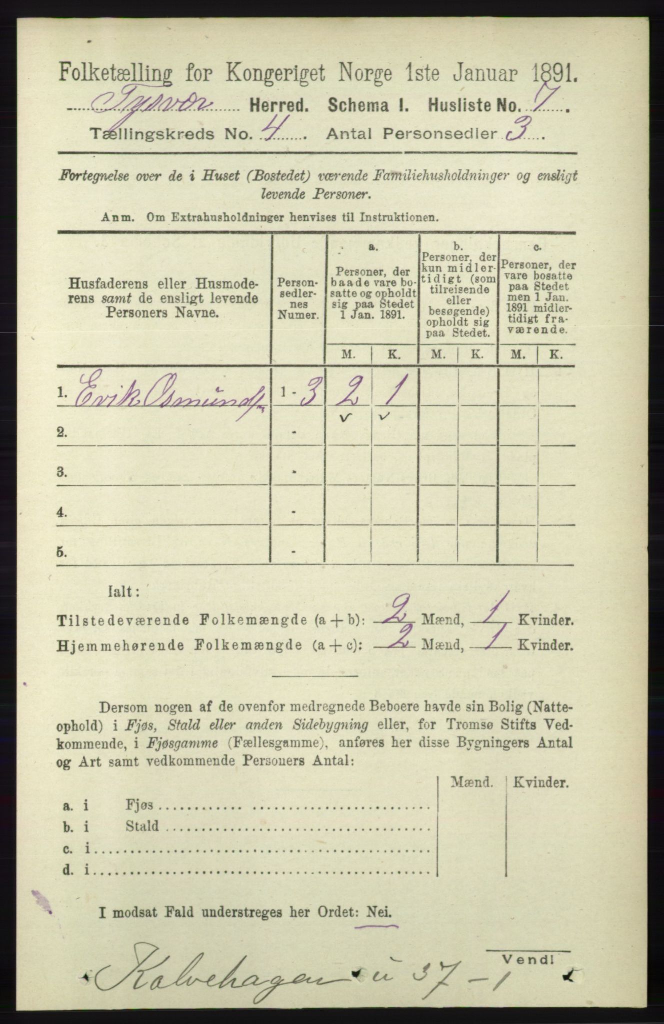 RA, 1891 census for 1146 Tysvær, 1891, p. 1457