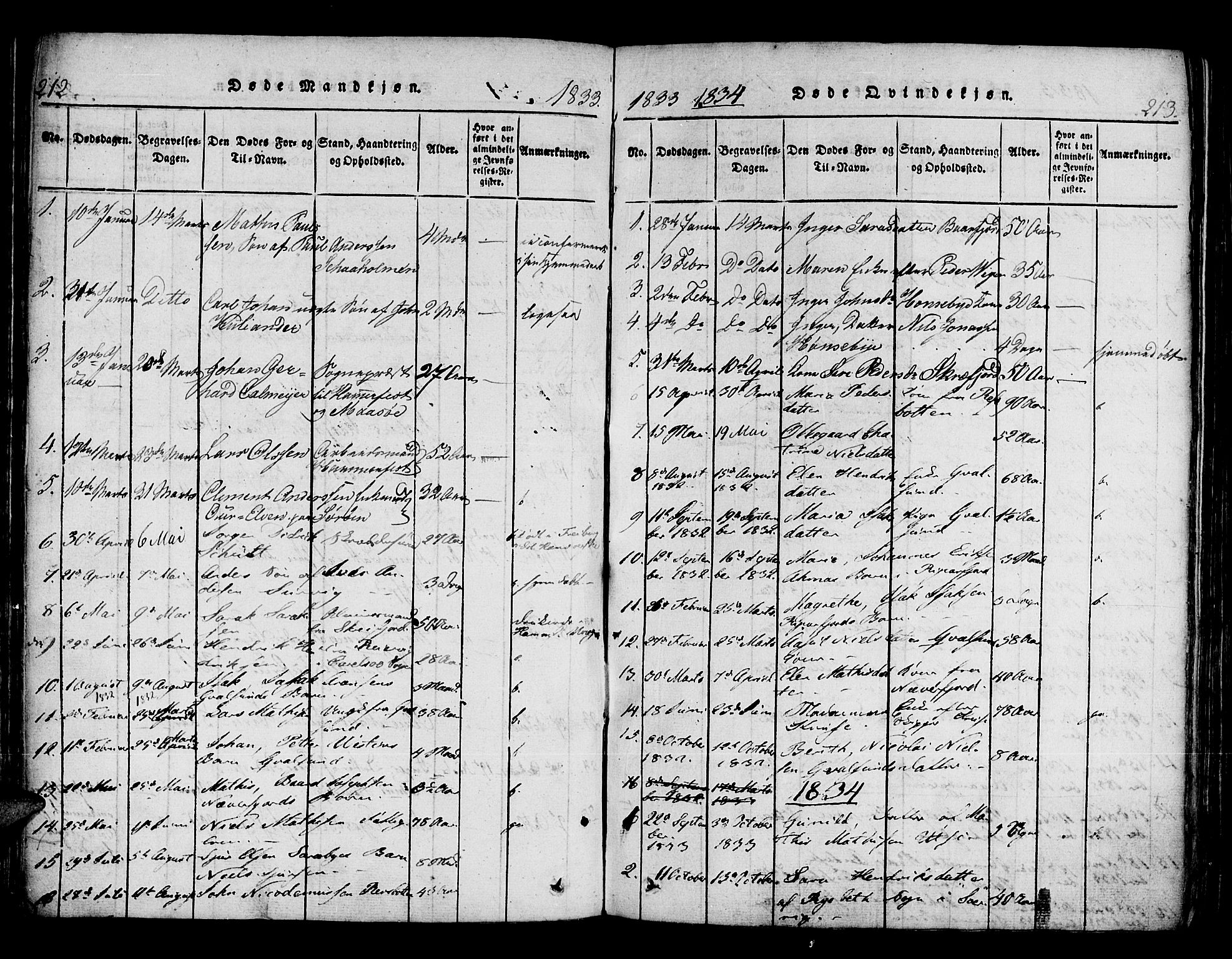 Hammerfest sokneprestkontor, SATØ/S-1347/H/Ha/L0003.kirke: Parish register (official) no. 3, 1821-1842, p. 212-213