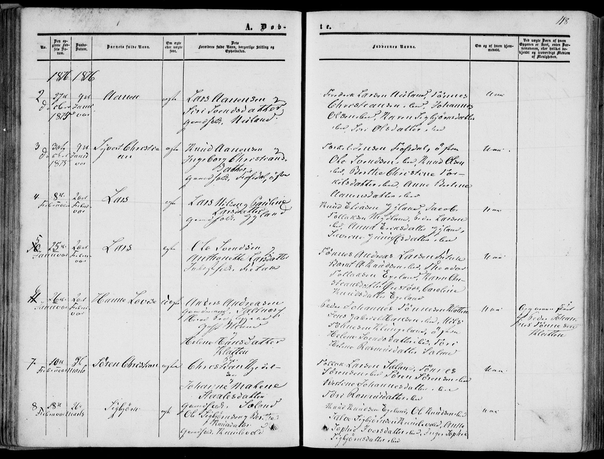 Bakke sokneprestkontor, AV/SAK-1111-0002/F/Fa/Fab/L0002: Parish register (official) no. A 2, 1855-1884, p. 118