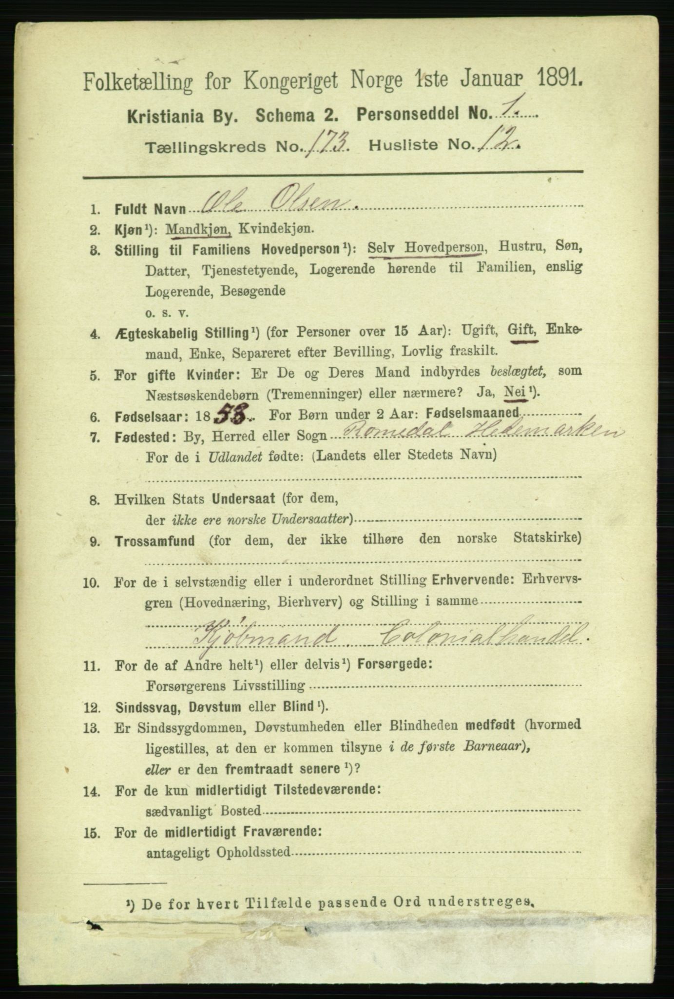 RA, 1891 census for 0301 Kristiania, 1891, p. 103427