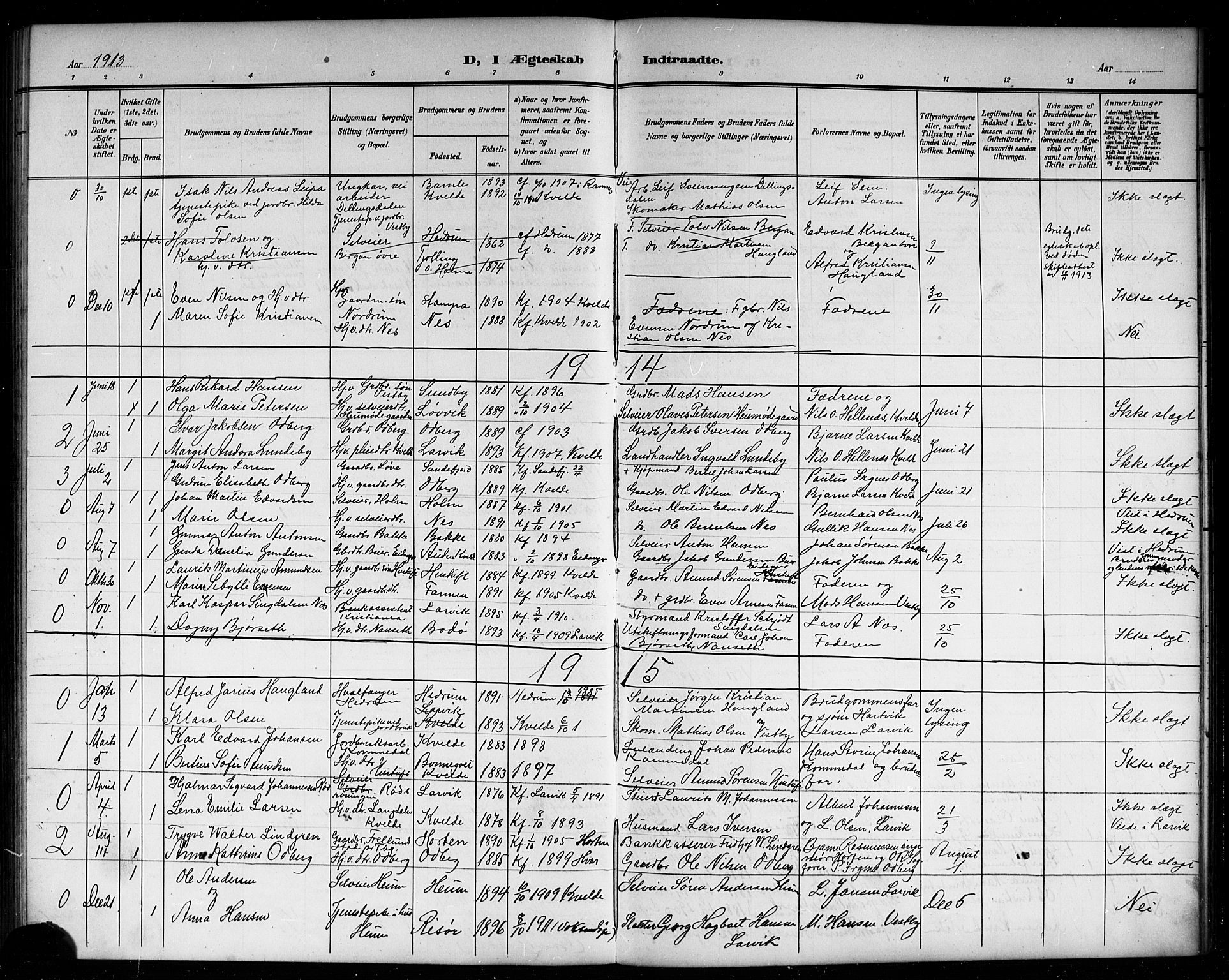 Hedrum kirkebøker, AV/SAKO-A-344/G/Gb/L0001: Parish register (copy) no. II 1, 1902-1920