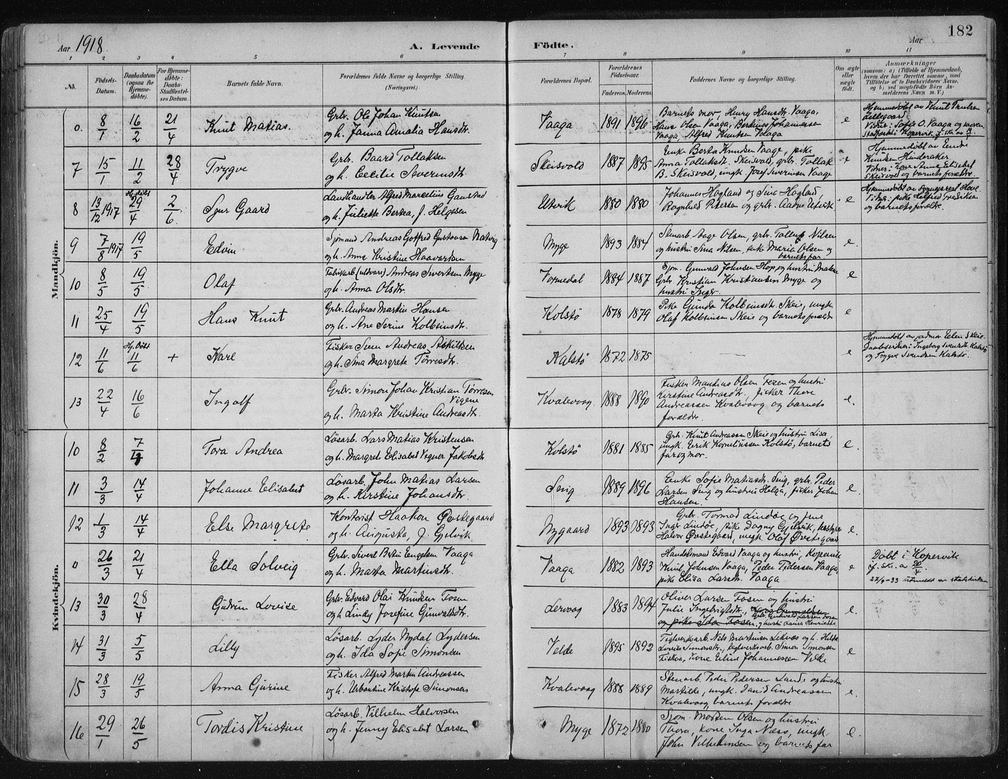 Avaldsnes sokneprestkontor, AV/SAST-A -101851/H/Ha/Haa/L0017: Parish register (official) no. A 17, 1889-1920, p. 182