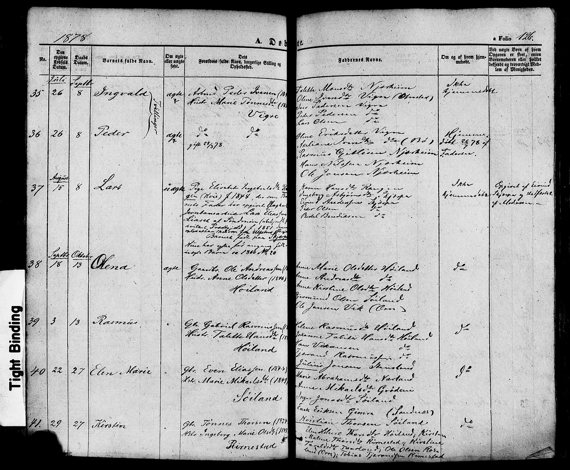 Hå sokneprestkontor, AV/SAST-A-101801/001/30BA/L0008: Parish register (official) no. A 7, 1853-1878, p. 126