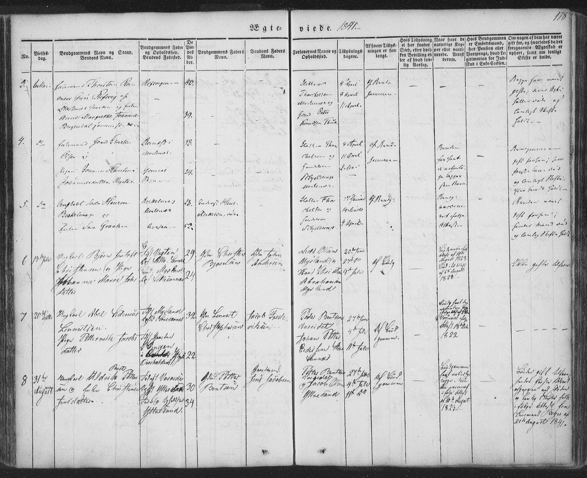 Ministerialprotokoller, klokkerbøker og fødselsregistre - Nordland, AV/SAT-A-1459/885/L1202: Parish register (official) no. 885A03, 1838-1859, p. 178