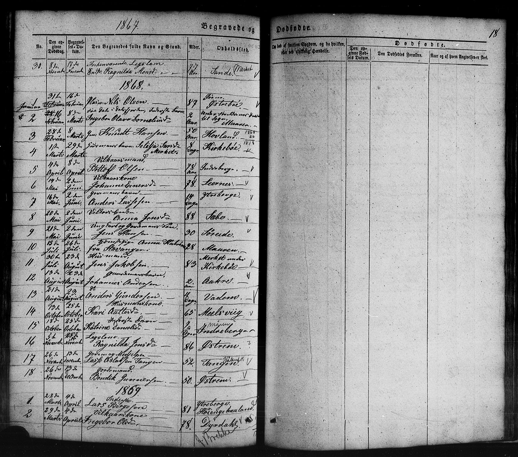 Lavik sokneprestembete, AV/SAB-A-80901: Parish register (copy) no. B 1, 1854-1881, p. 18