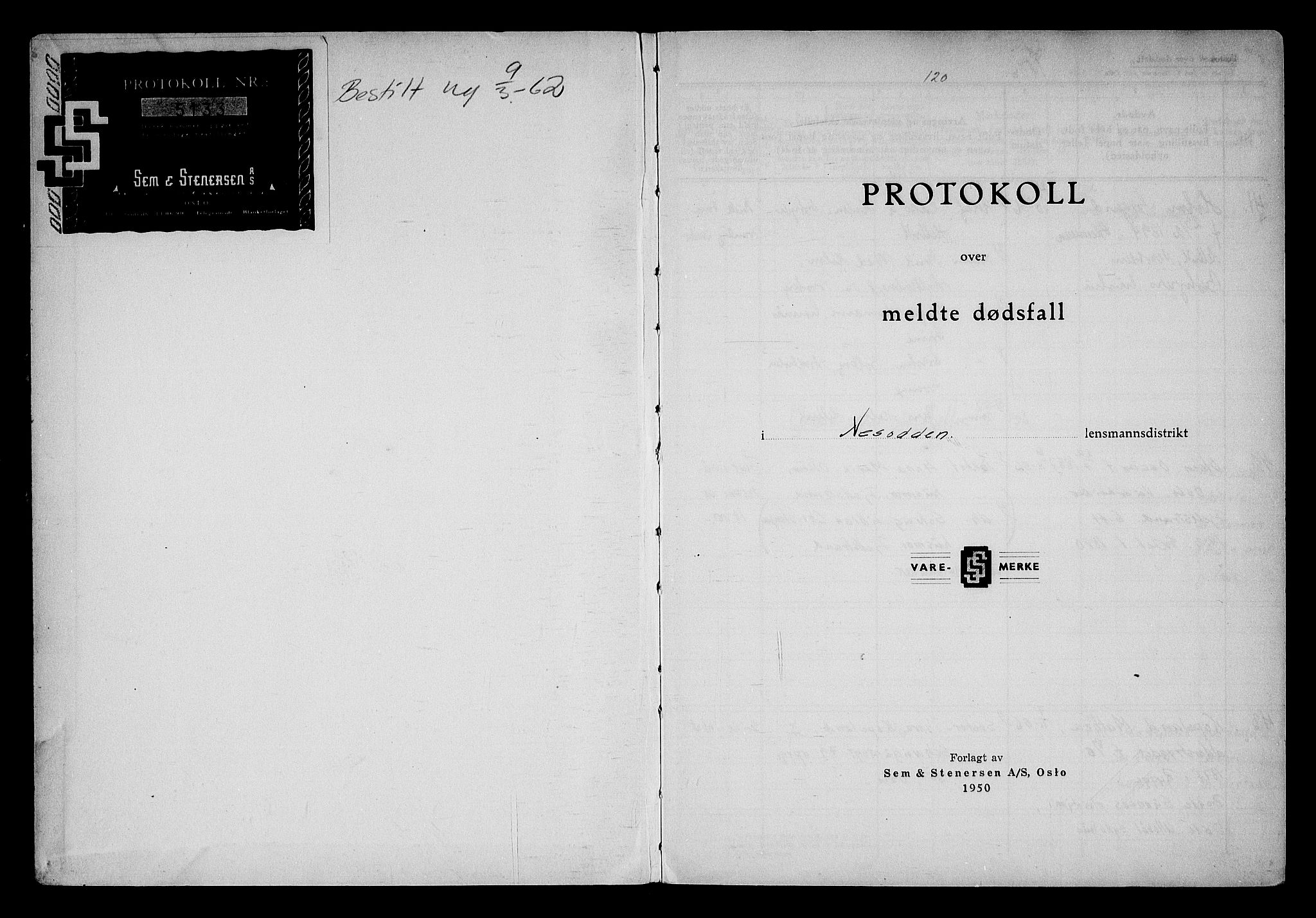 Nesodden lensmannskontor, AV/SAO-A-10279/H/Ha/Haa/L0006: Dødsfallprotokoll, 1956-1962