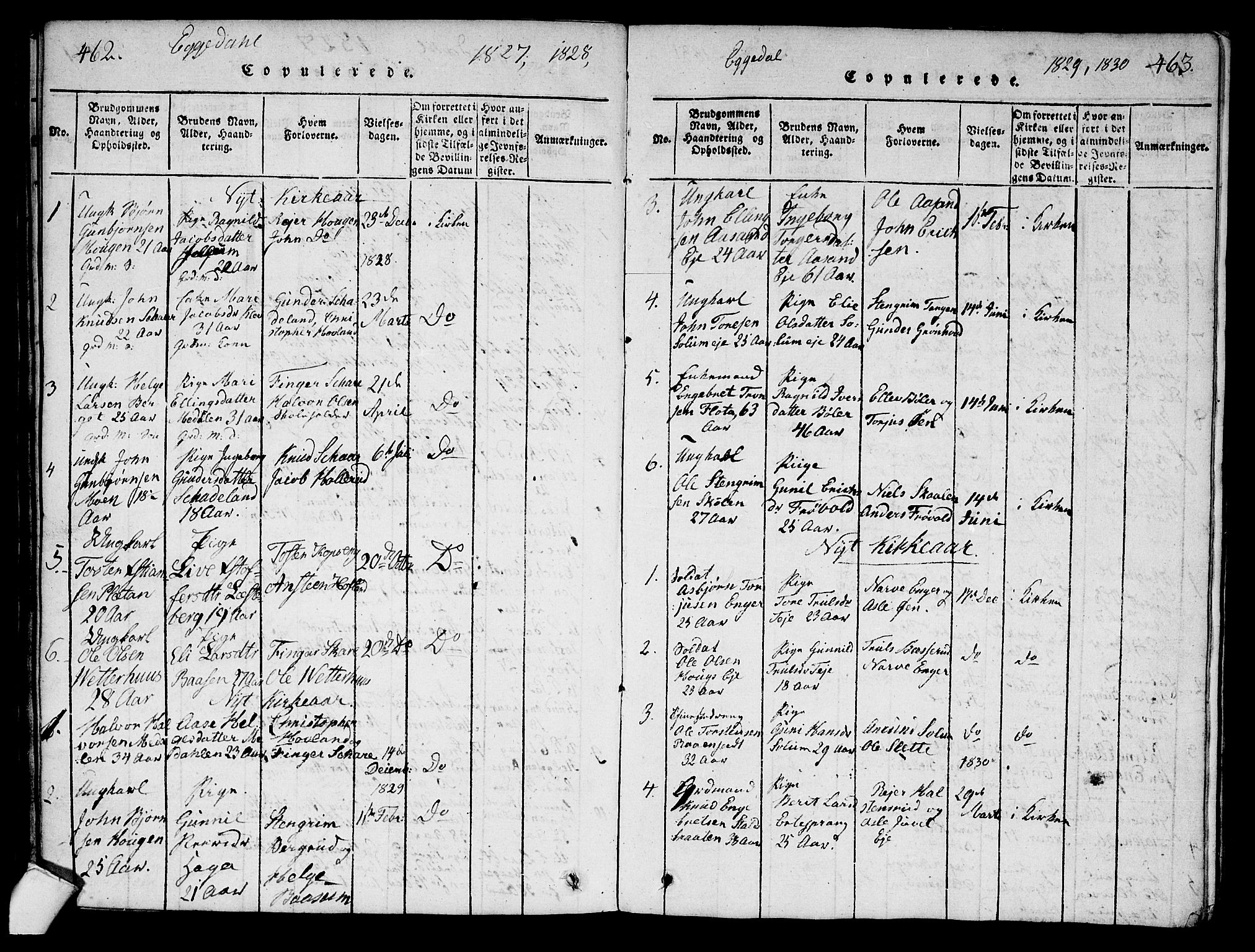 Sigdal kirkebøker, SAKO/A-245/G/Ga/L0001: Parish register (copy) no. I 1 /2, 1816-1835, p. 462-463