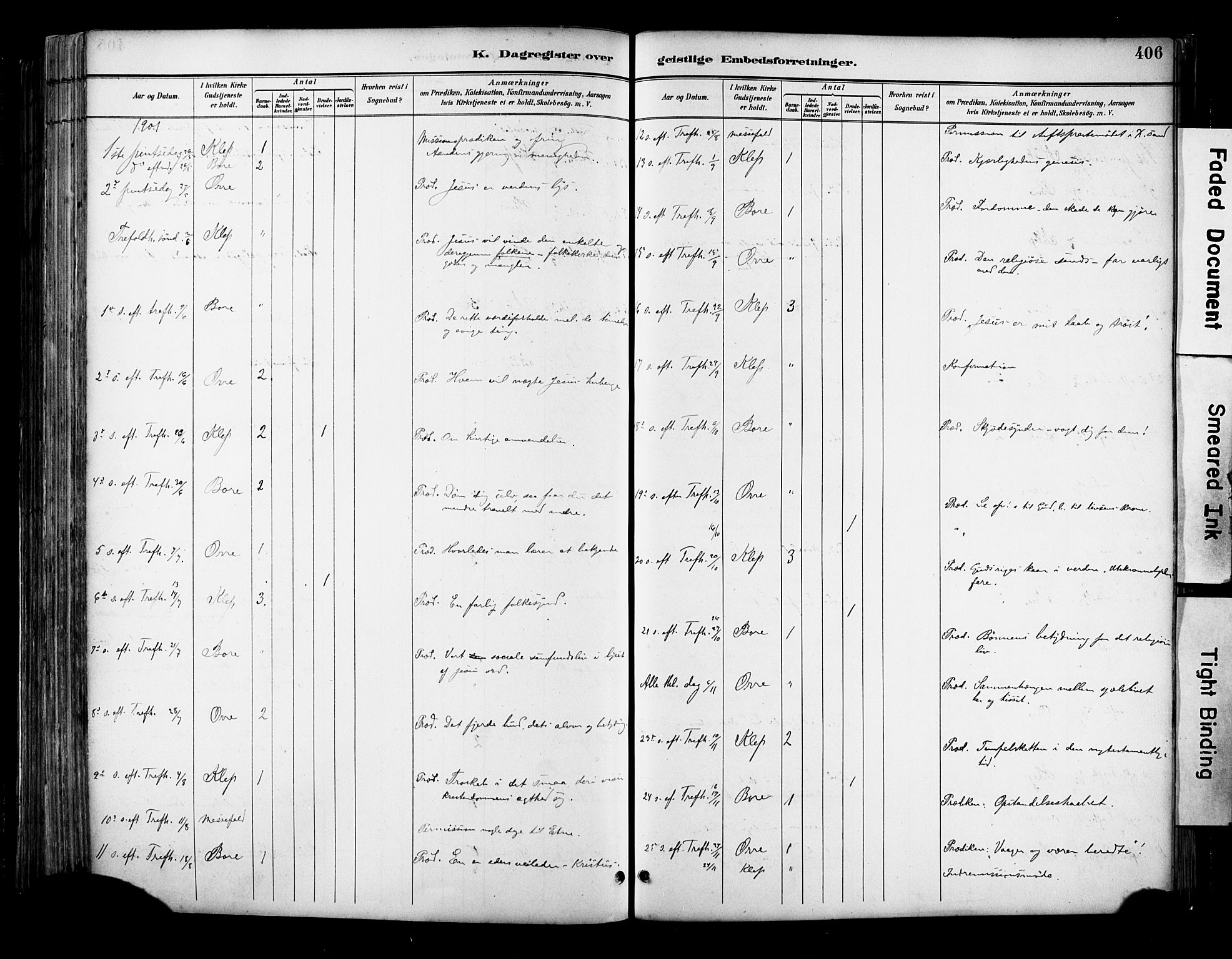 Klepp sokneprestkontor, SAST/A-101803/001/3/30BA/L0009: Parish register (official) no. A 7, 1886-1915, p. 406