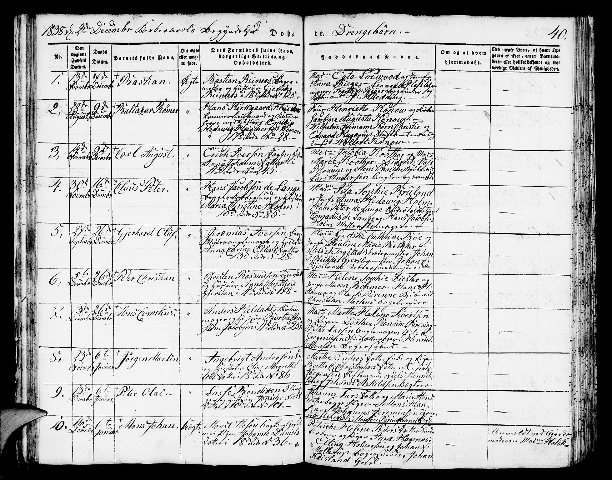 Domkirken sokneprestembete, SAB/A-74801/H/Hab/L0008: Parish register (copy) no. B 1, 1836-1841, p. 40
