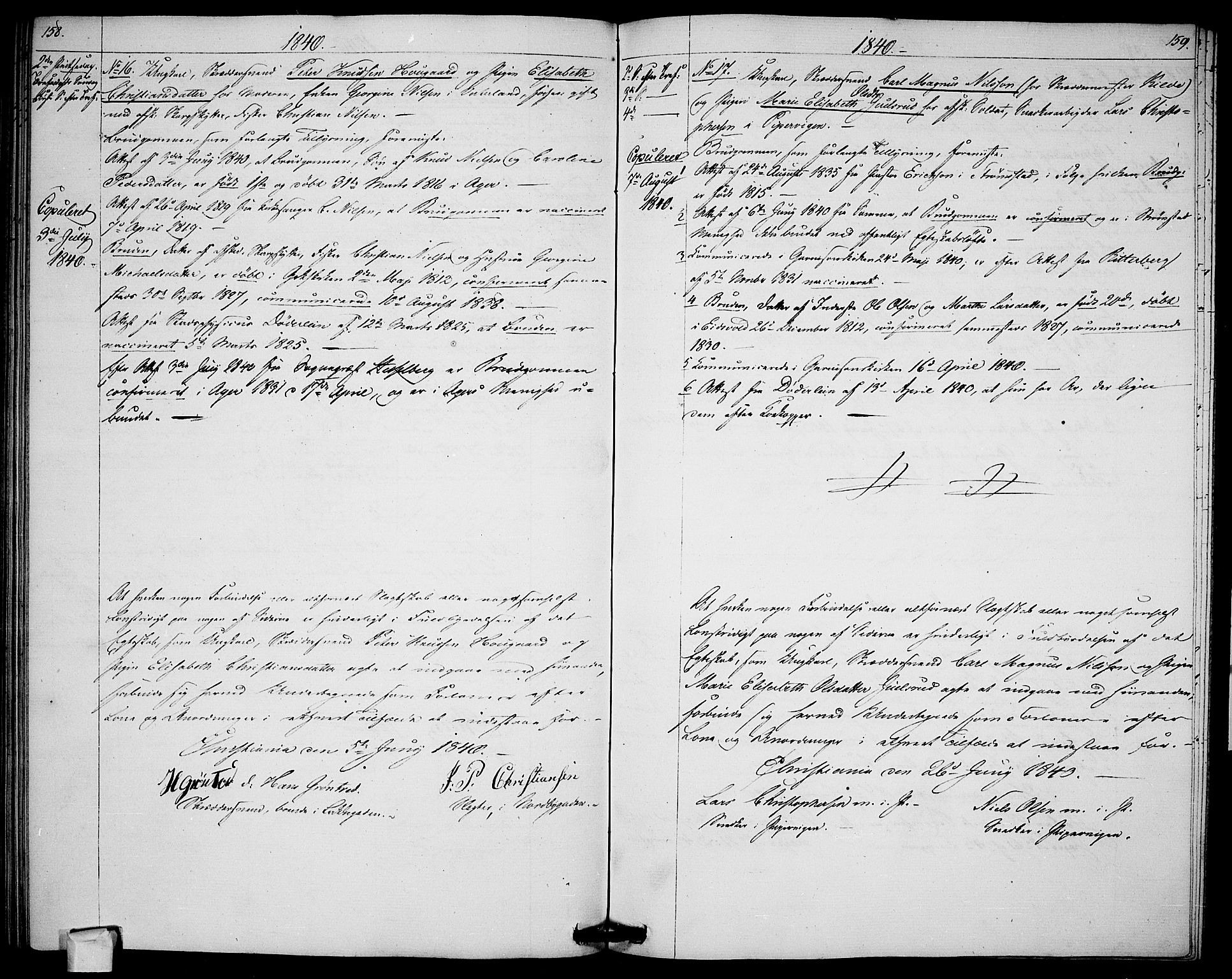 Garnisonsmenigheten Kirkebøker, SAO/A-10846/H/Ha/L0003: Banns register no. I 3, 1835-1840, p. 158-159