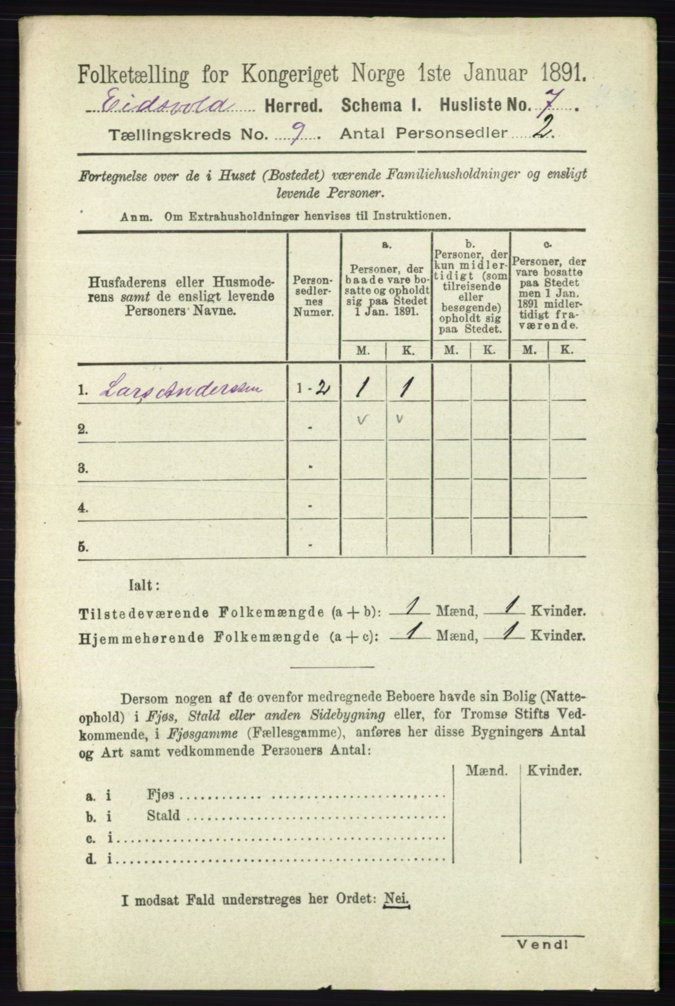 RA, 1891 census for 0237 Eidsvoll, 1891, p. 6529