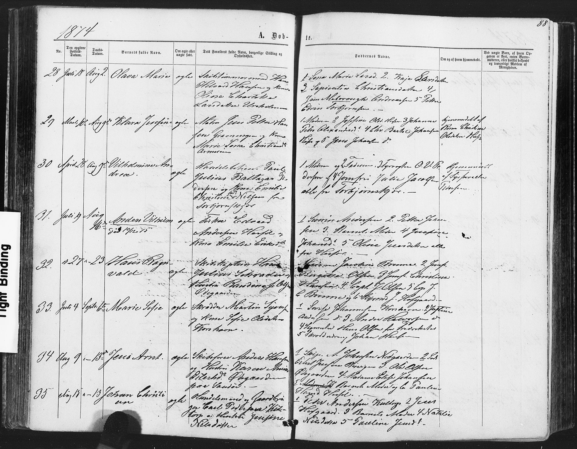 Hvaler prestekontor Kirkebøker, AV/SAO-A-2001/F/Fa/L0007: Parish register (official) no. I 7, 1864-1878, p. 88