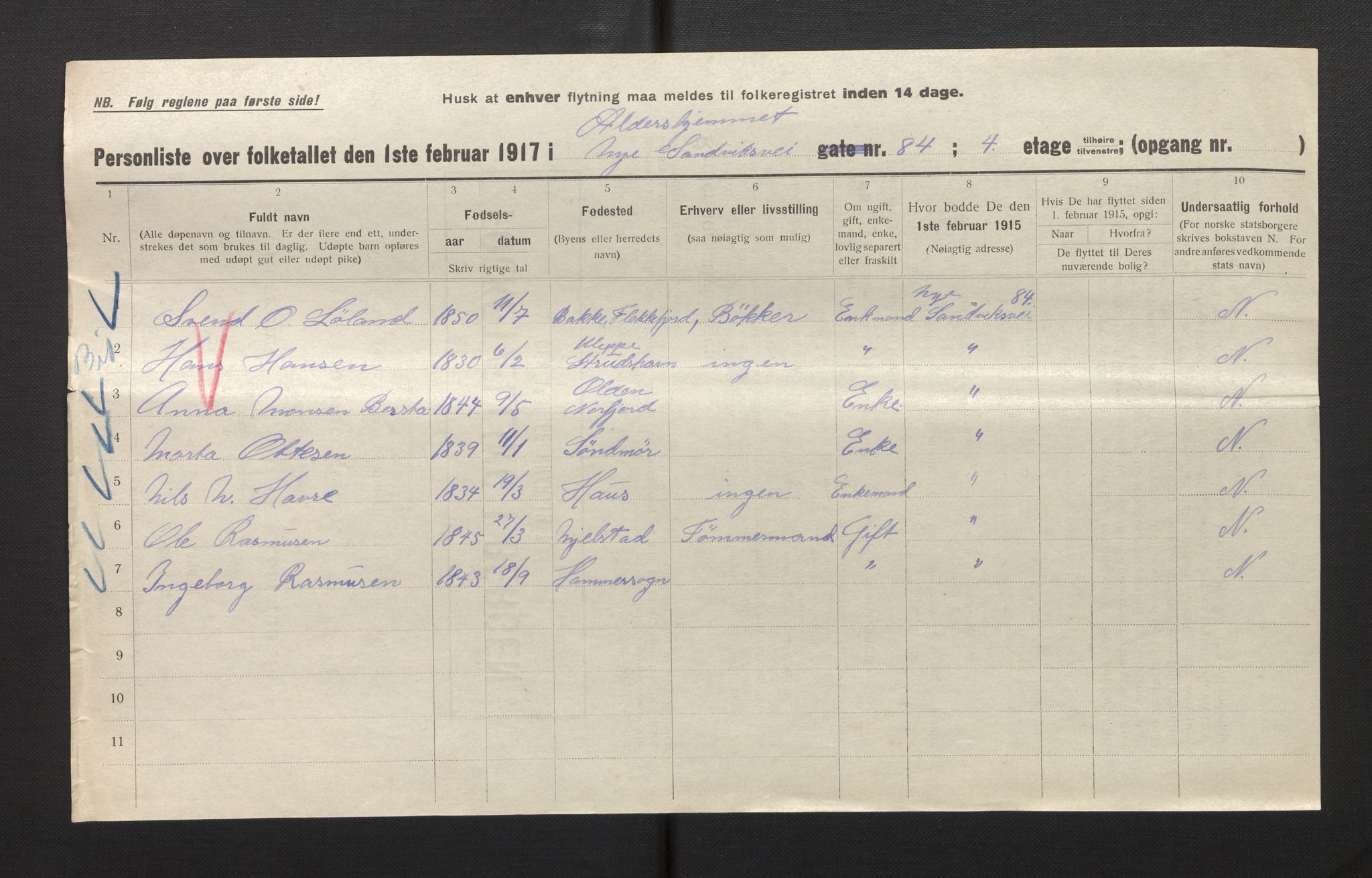 SAB, Municipal Census 1917 for Bergen, 1917, p. 33525