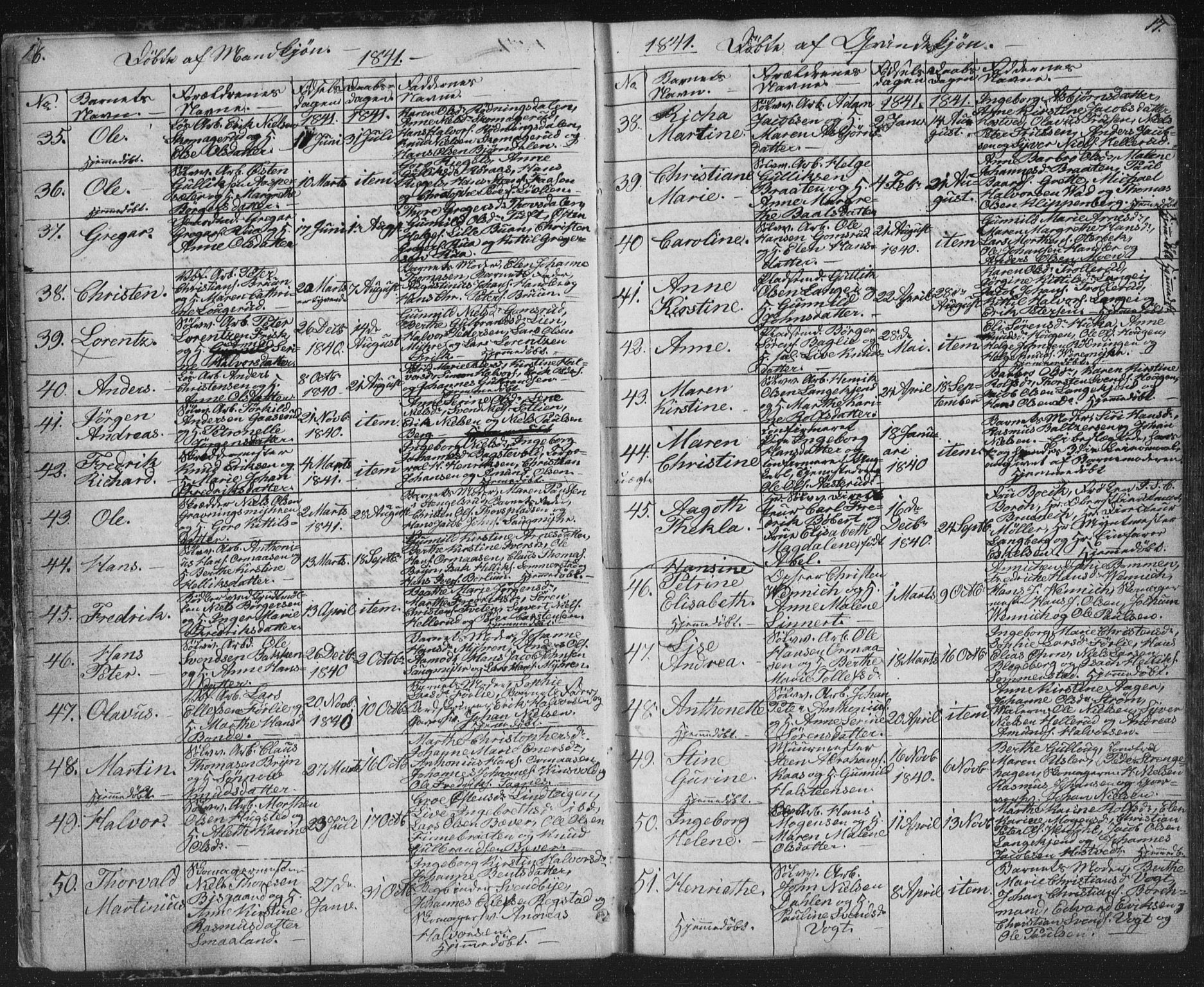 Kongsberg kirkebøker, AV/SAKO-A-22/G/Ga/L0002: Parish register (copy) no. 2, 1839-1858, p. 16-17