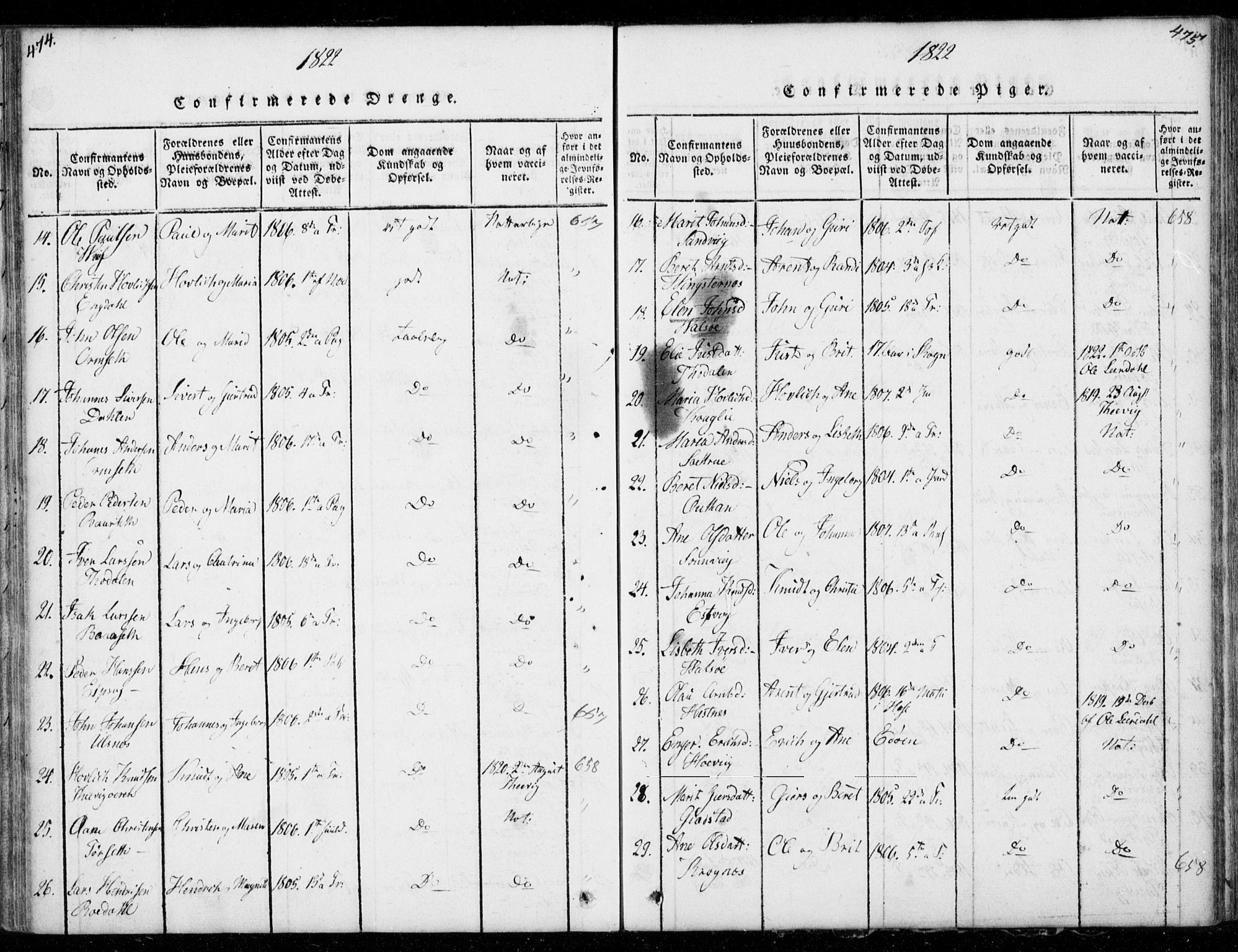 Ministerialprotokoller, klokkerbøker og fødselsregistre - Møre og Romsdal, AV/SAT-A-1454/578/L0903: Parish register (official) no. 578A02, 1819-1838, p. 474-475