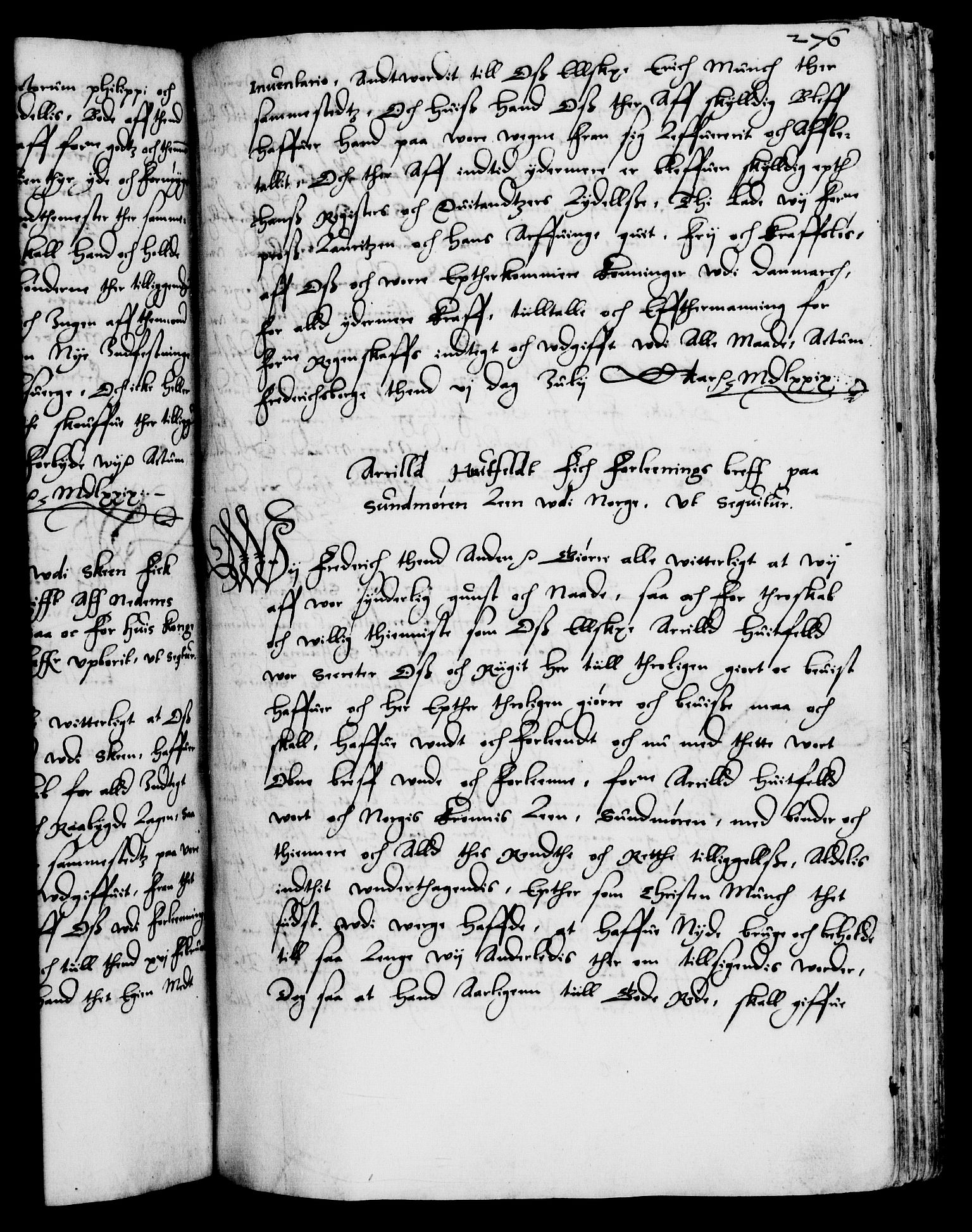 Danske Kanselli 1572-1799, RA/EA-3023/F/Fc/Fca/Fcaa/L0001: Norske registre (mikrofilm), 1572-1588, p. 276a