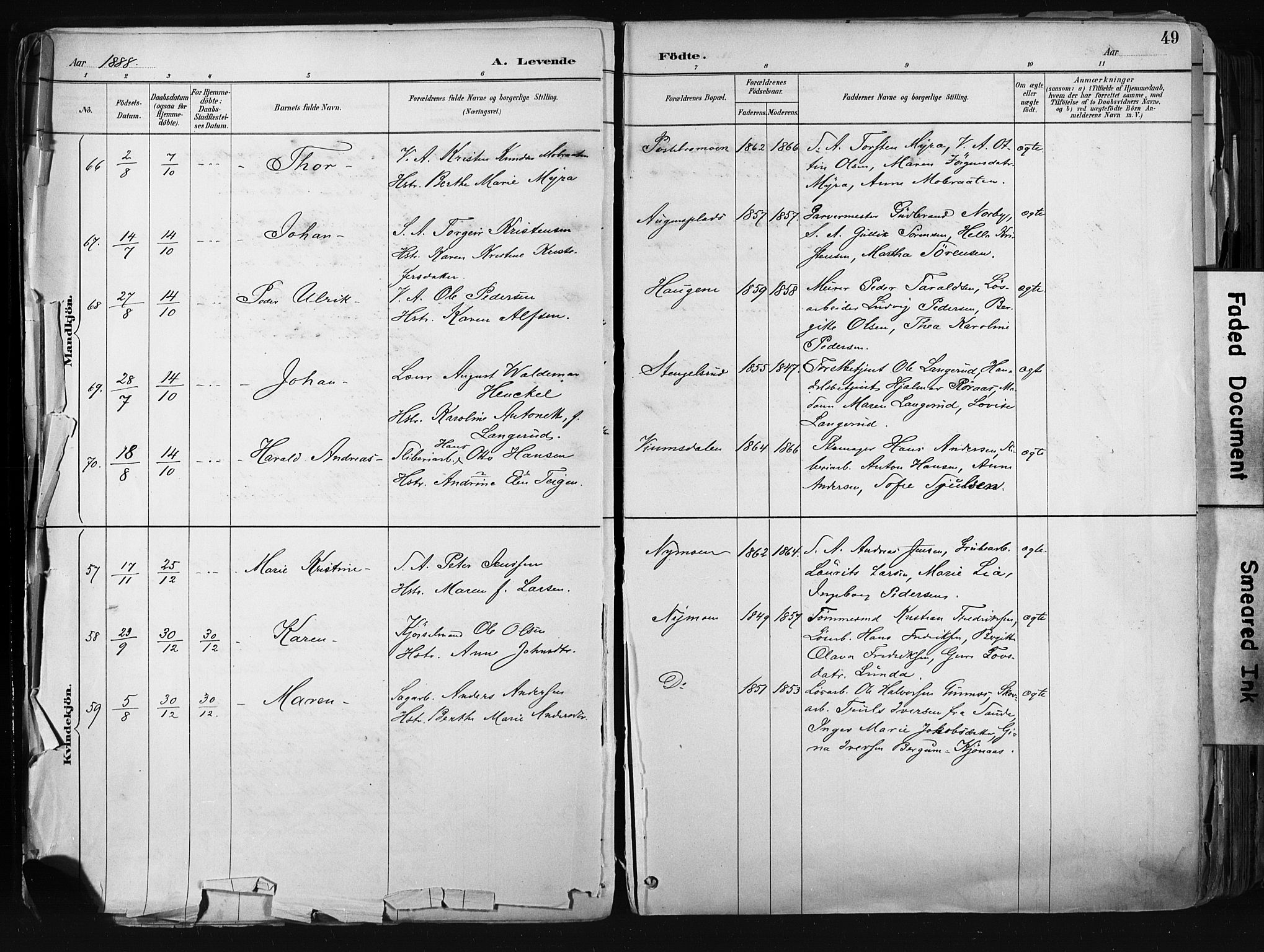 Kongsberg kirkebøker, AV/SAKO-A-22/F/Fb/L0002: Parish register (official) no. II 2, 1886-1896, p. 49