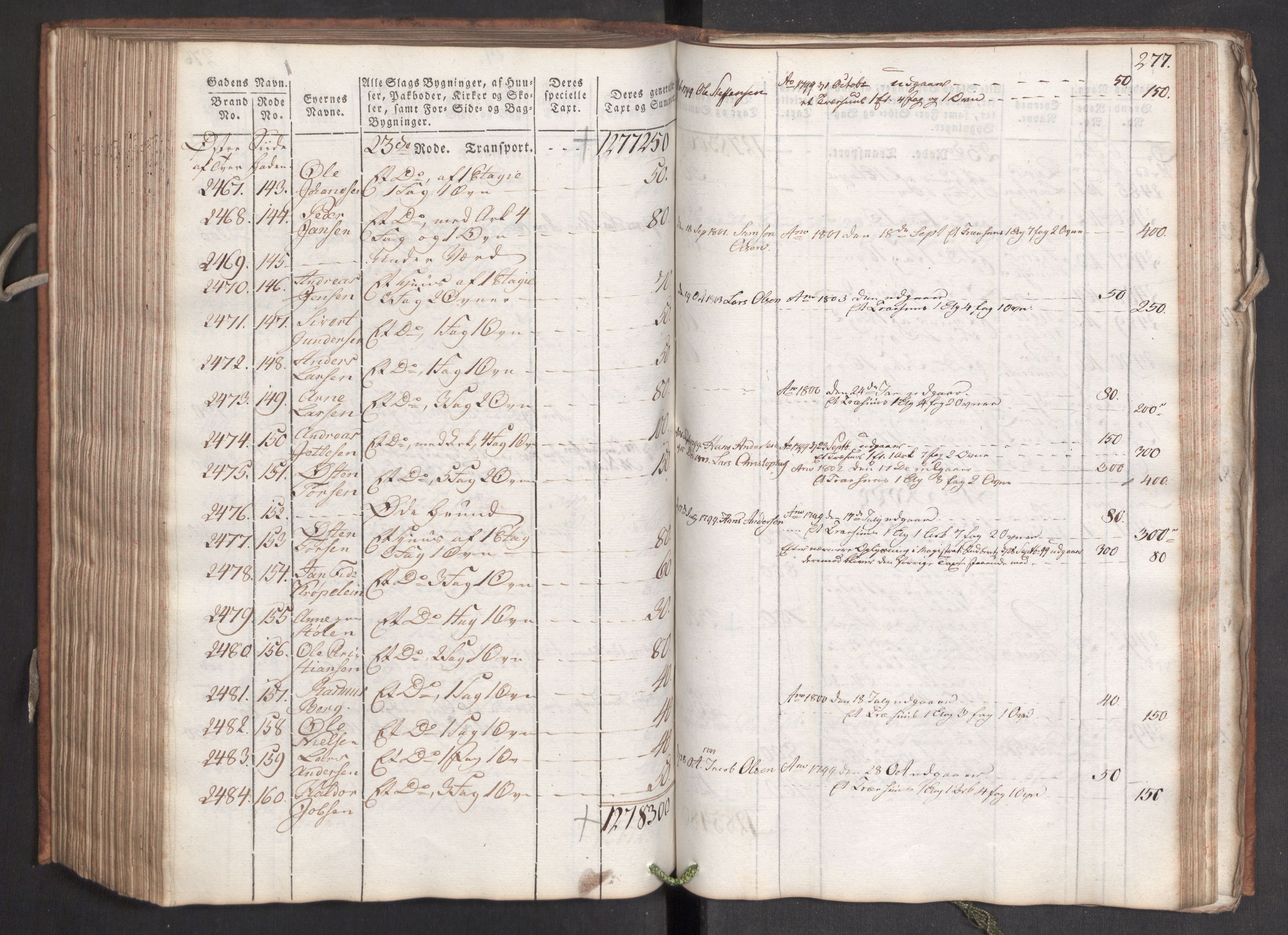 Kommersekollegiet, Brannforsikringskontoret 1767-1814, AV/RA-EA-5458/F/Fa/L0006/0001: Bergen / Branntakstprotokoll, 1797, p. 277