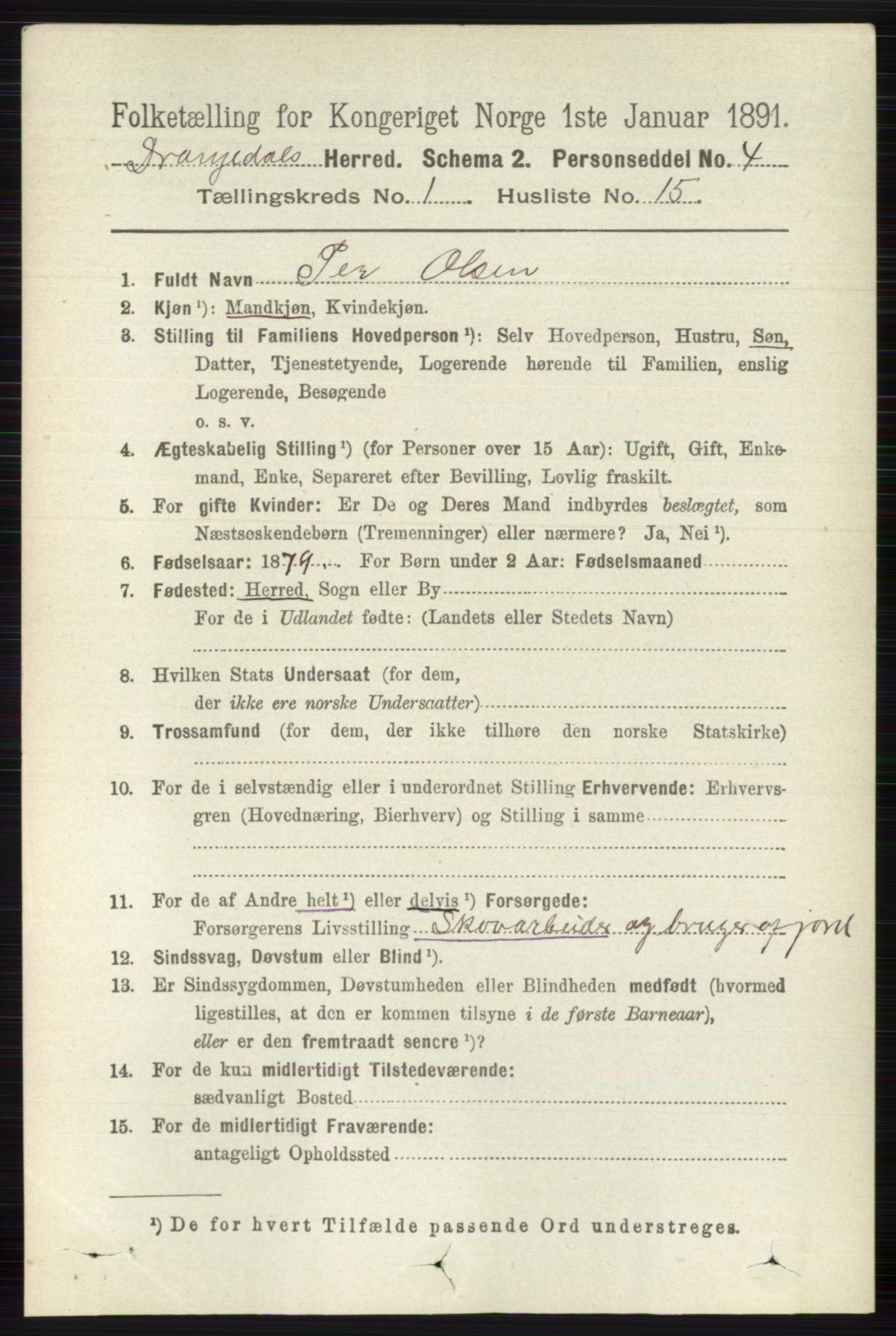 RA, 1891 census for 0817 Drangedal, 1891, p. 168