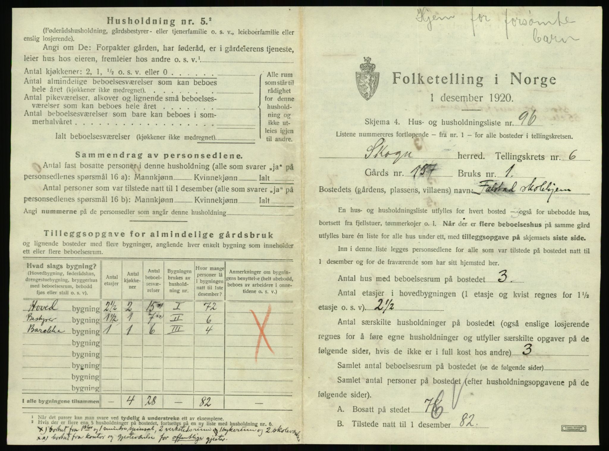 SAT, 1920 census for Skogn, 1920, p. 1273