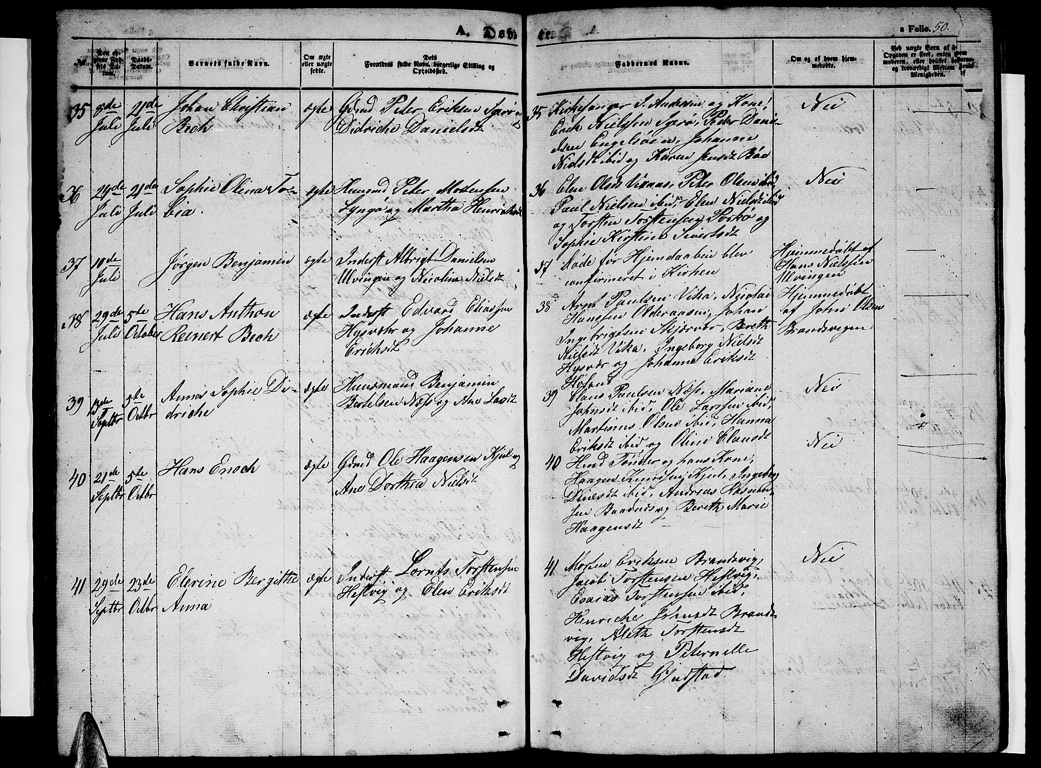 Ministerialprotokoller, klokkerbøker og fødselsregistre - Nordland, AV/SAT-A-1459/816/L0251: Parish register (copy) no. 816C01, 1852-1870, p. 50